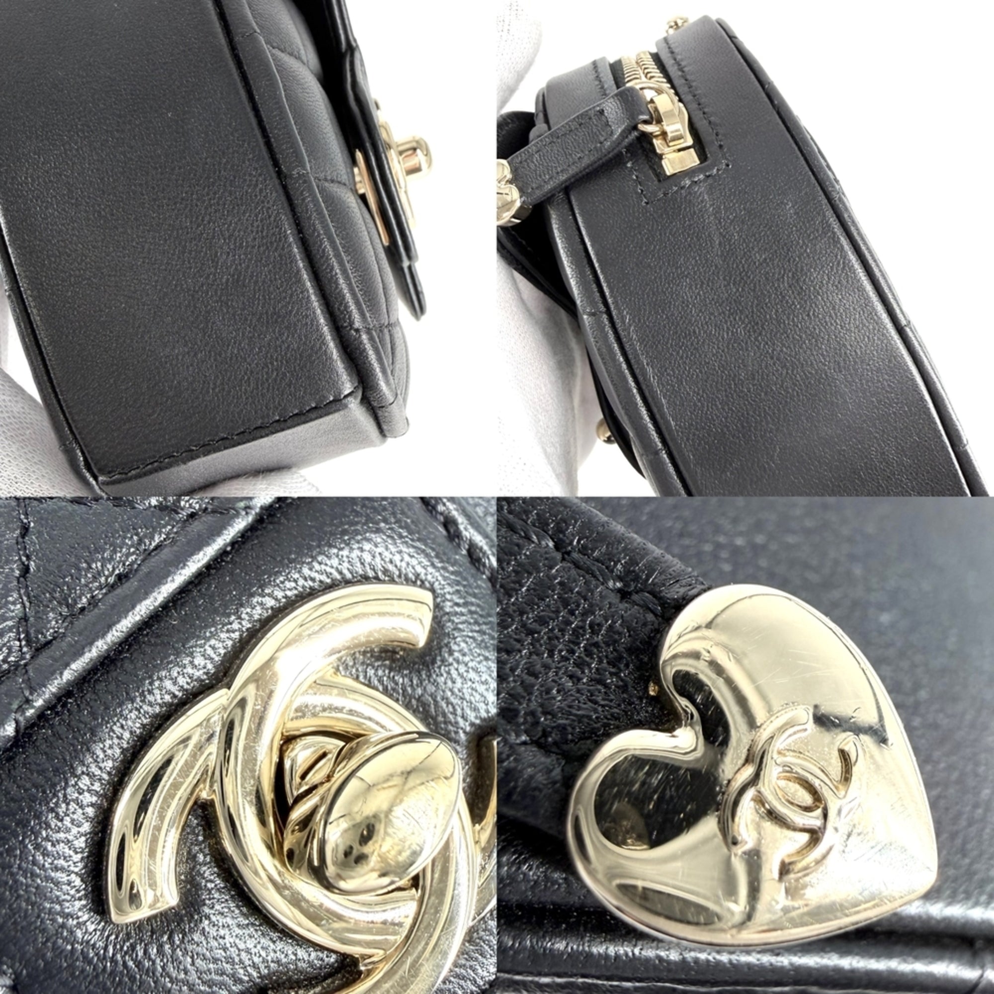 Chanel Black White Leather Pochette Shoulder Bag (Pre-Owned)