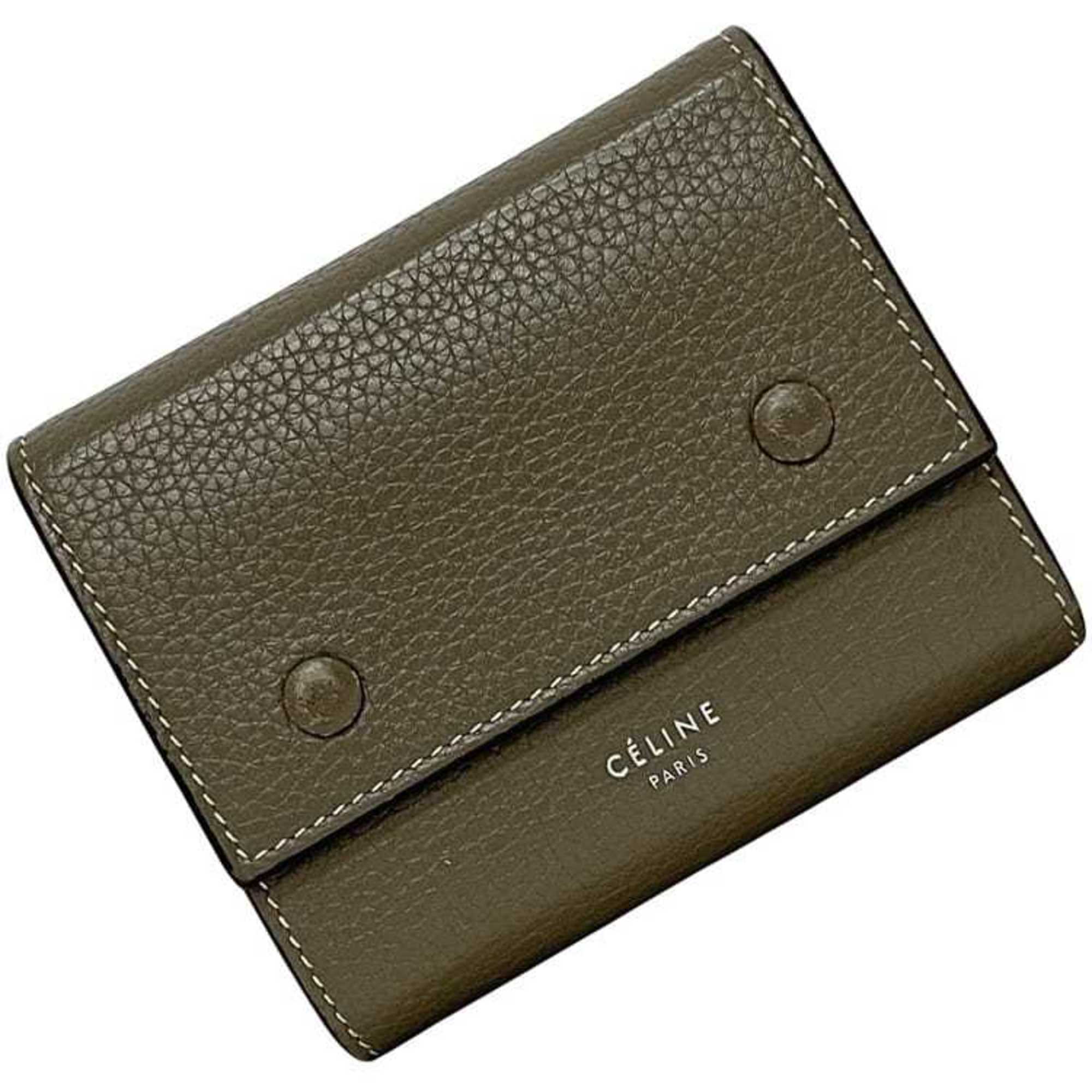 Celine Gray Yellow Leather Wallet (Tri-Fold) (Pre-Owned)