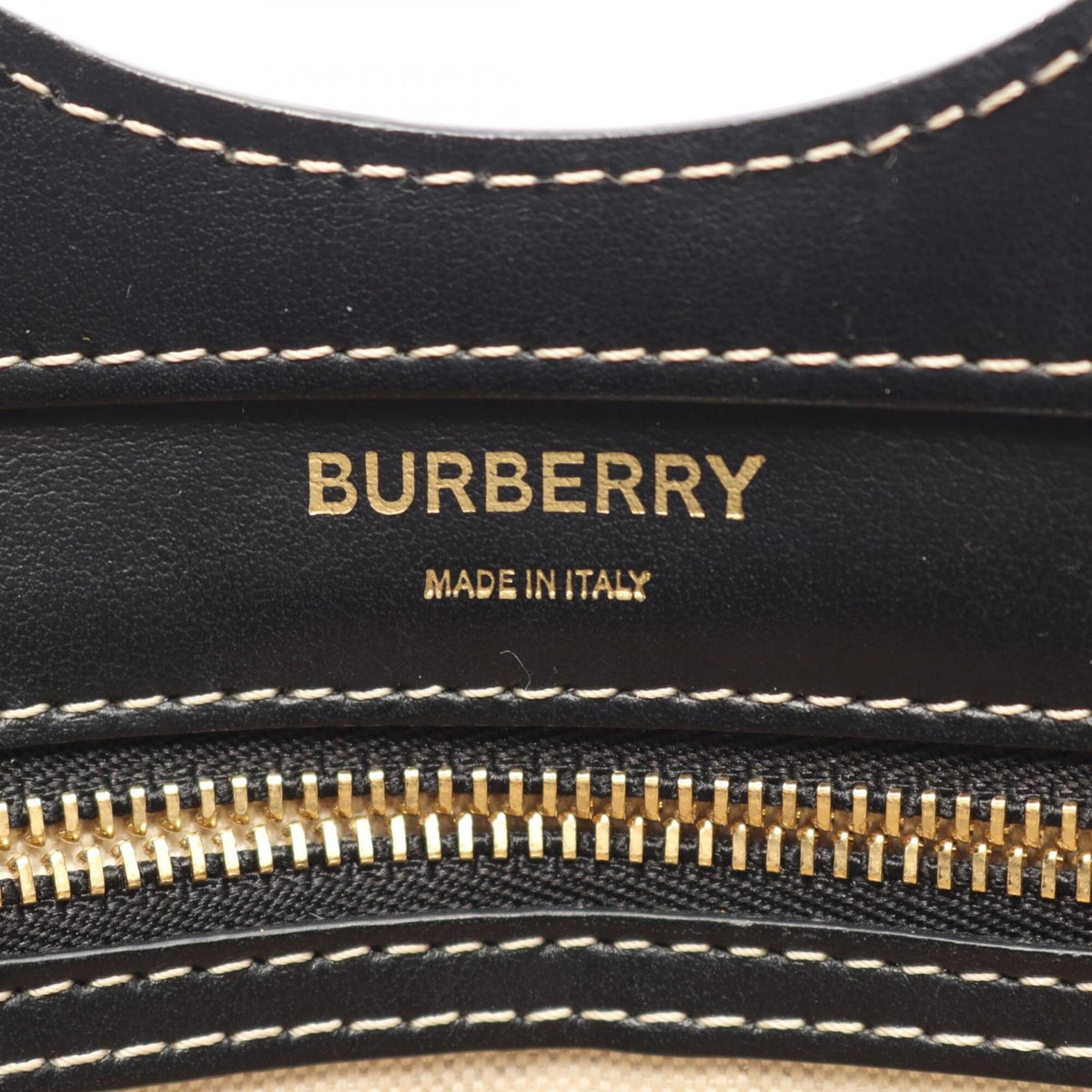 Burberry Black Gray Canvas Leather Handbag (Pre-Owned)