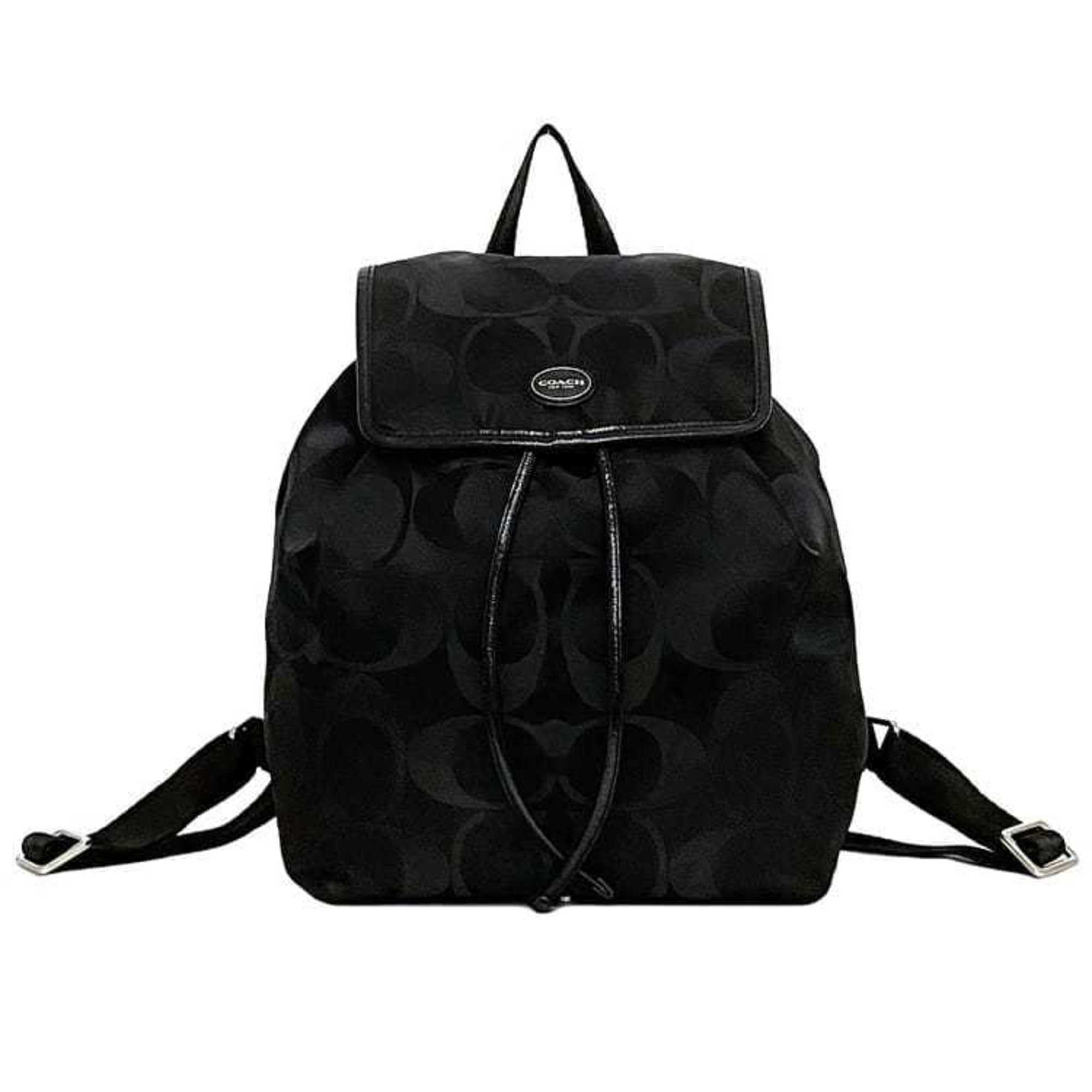 Coach Black Canvas Leather Backpack (Pre-Owned)