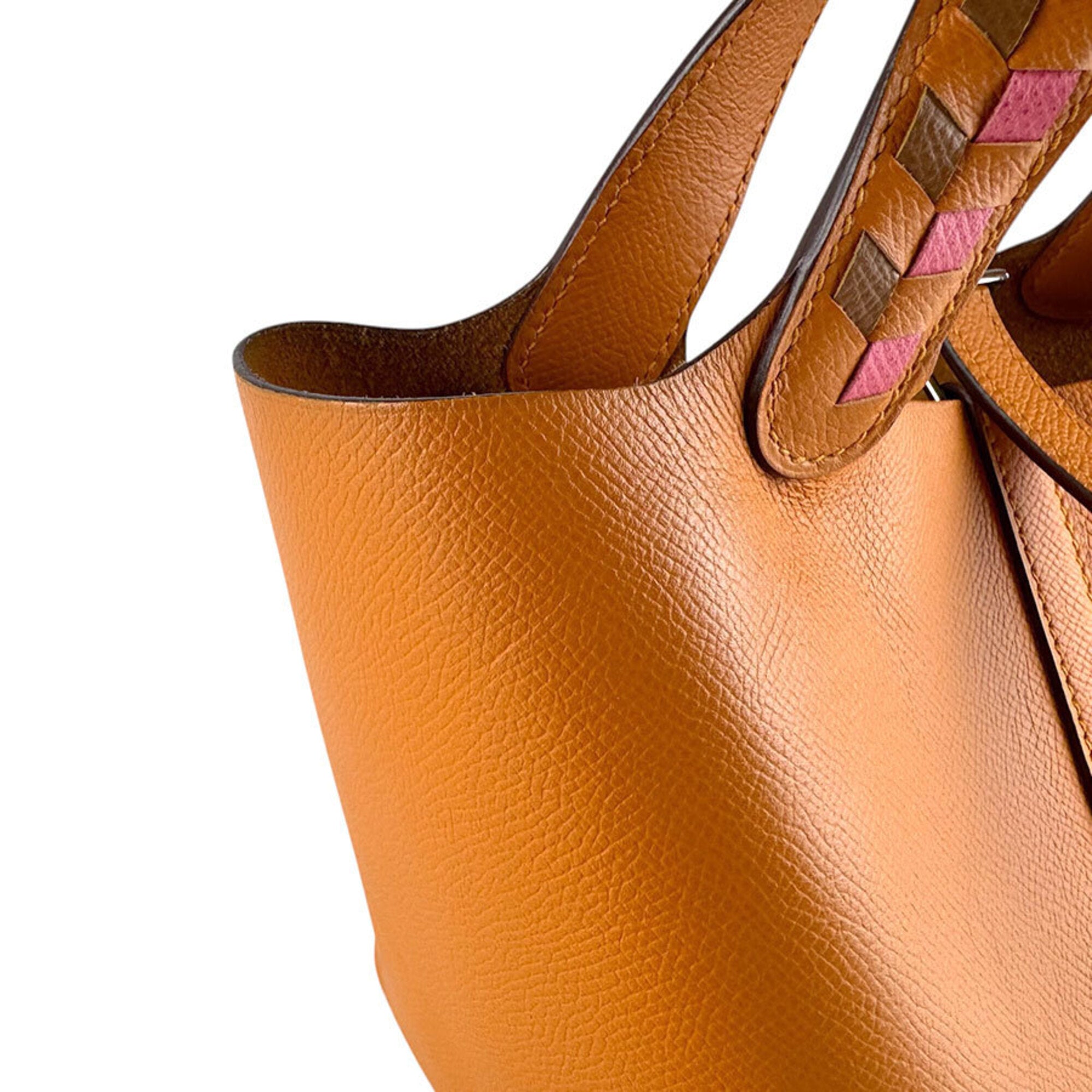 Hermes Brown Orange Rose Azalee Epsom Leather Handbag (Pre-Owned)