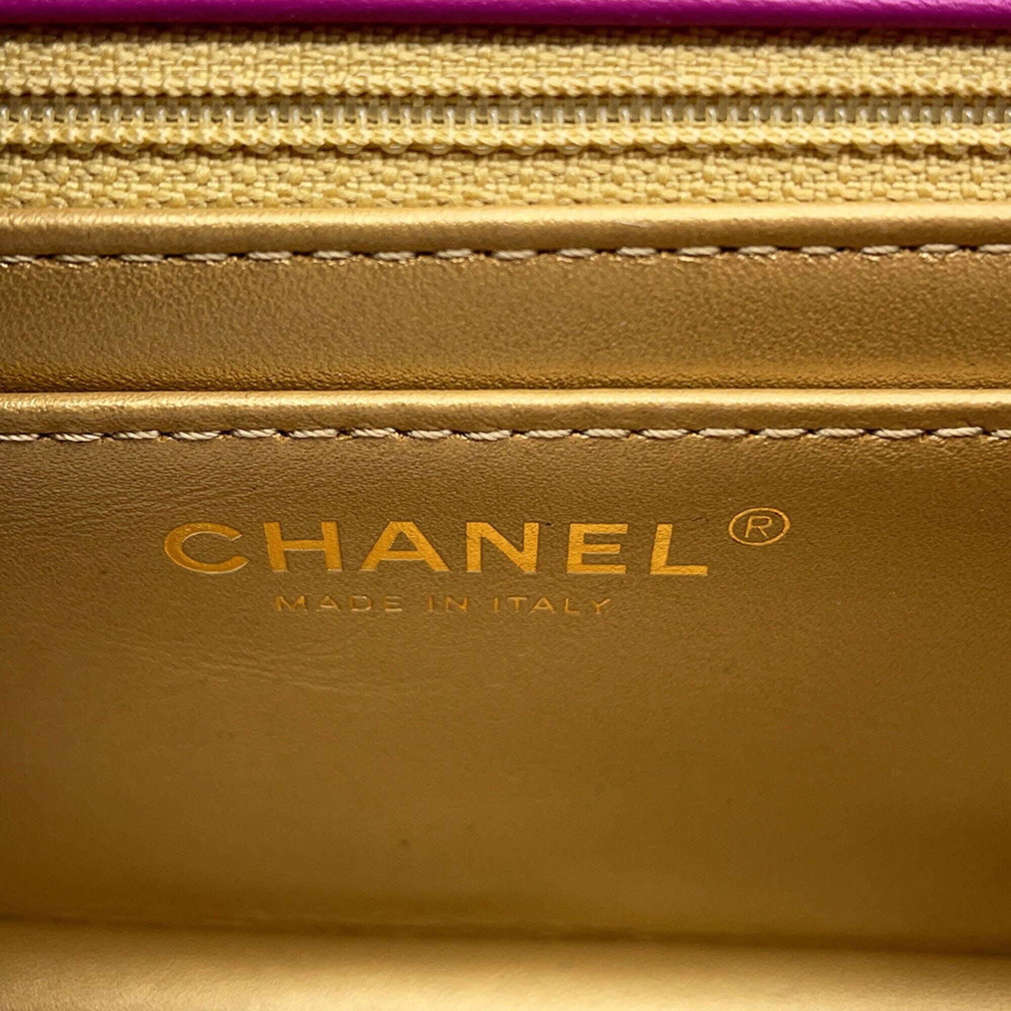 Chanel Purple Leather Handbag Shoulder Bag (Pre-Owned)