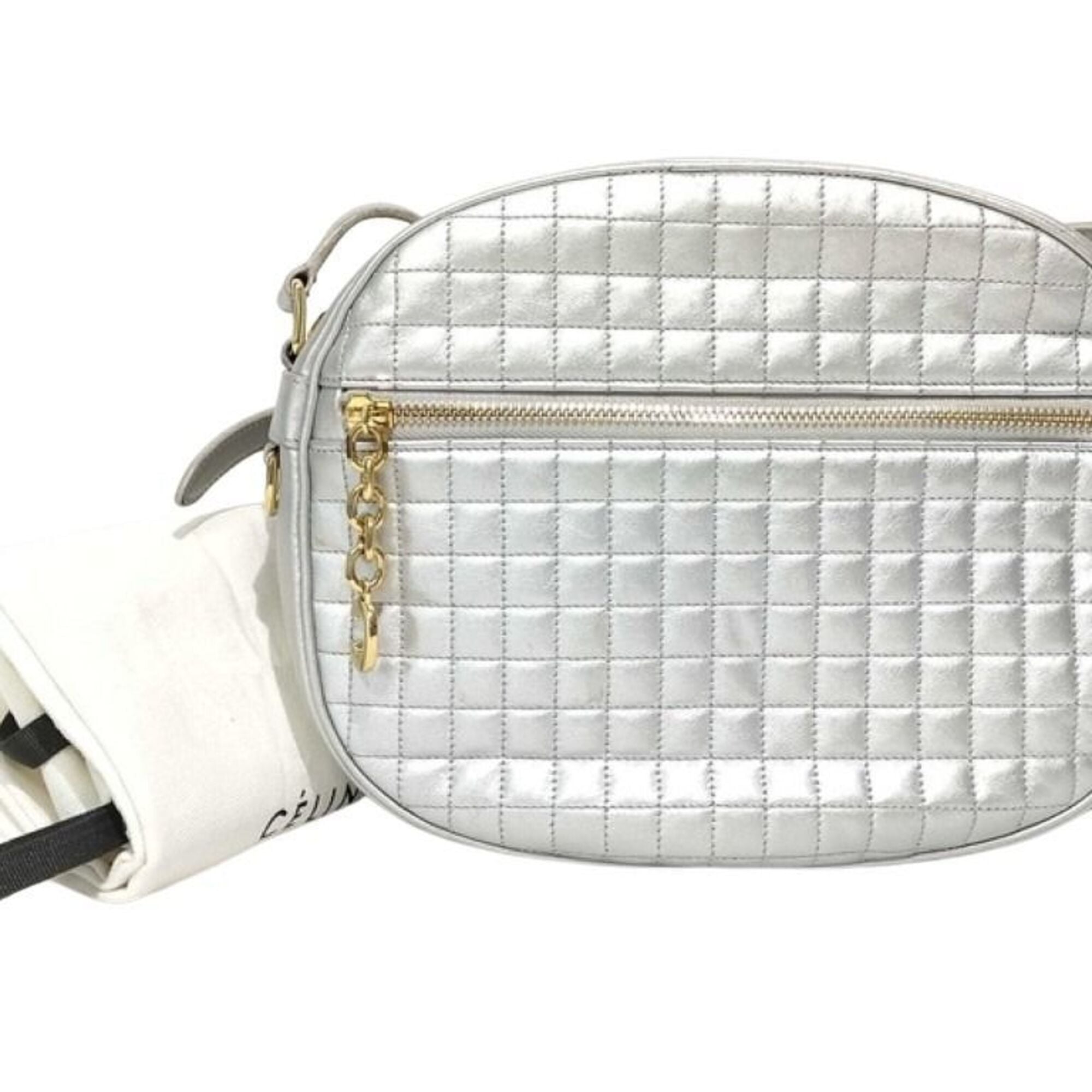 Celine Silver Leather Shoulder Bag (Pre-Owned)