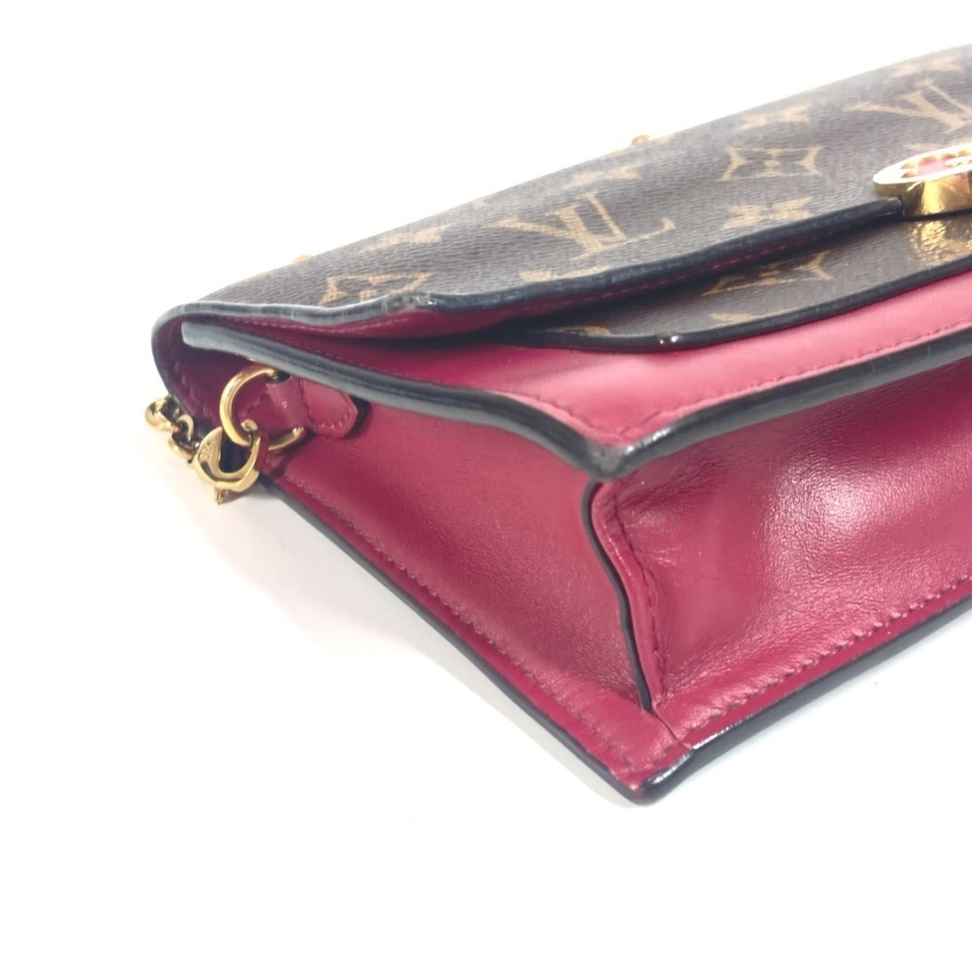 Louis Vuitton Brown Fuchsia Pink Monogram Clutch Bag Shoulder Bag (Pre-Owned)