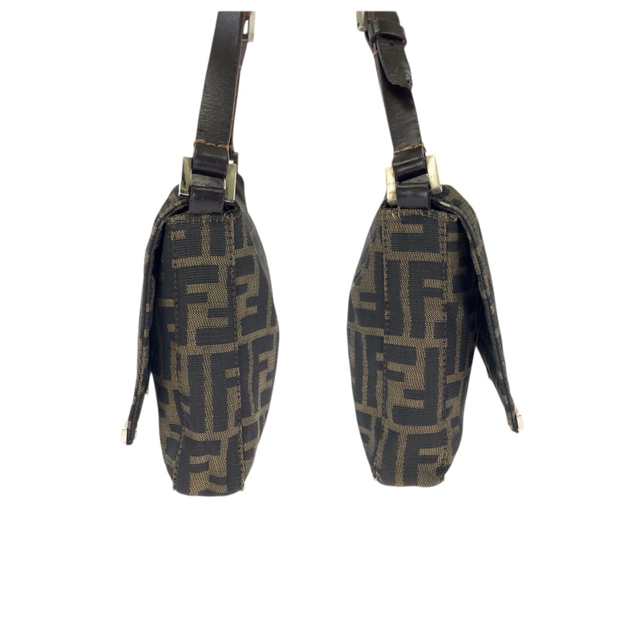 Fendi Brown Canvas Leather Handbag Shoulder Bag (Pre-Owned)