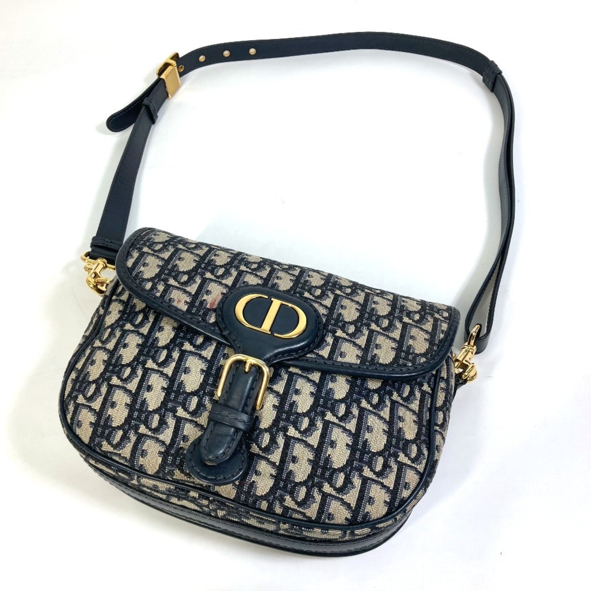Christian Dior Navy Canvas Leather Pochette Shoulder Bag (Pre-Owned)