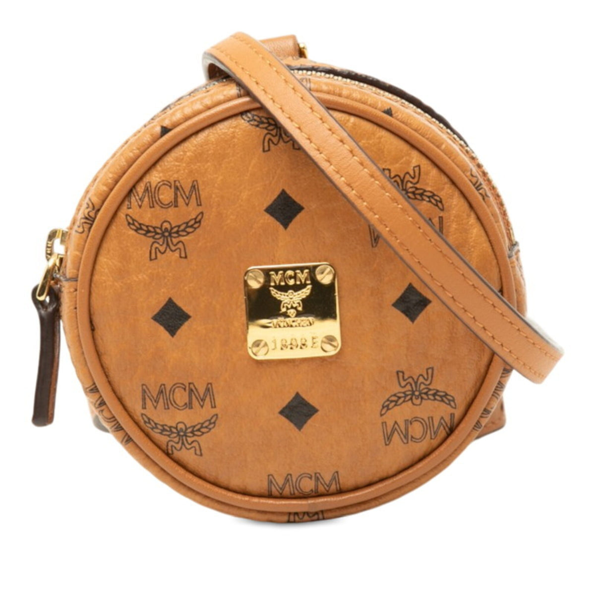 Mcm Visetos Brown Pvc Leather Handbag Pochette Pouch (Pre-Owned)