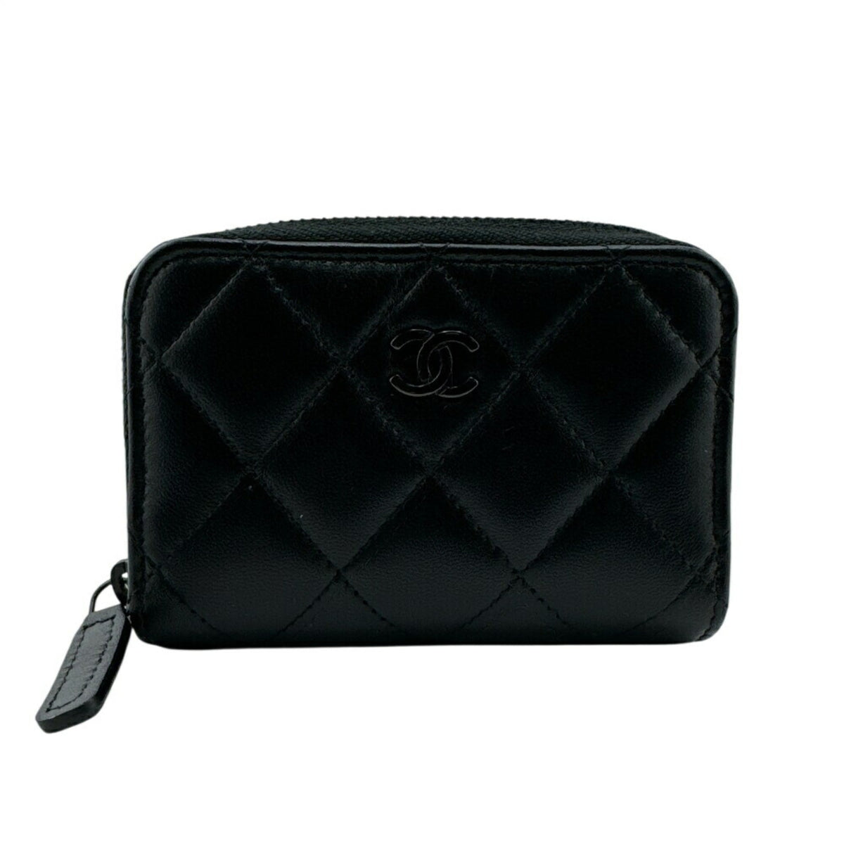 Chanel Black Leather Coin Purse/Coin Case (Pre-Owned)