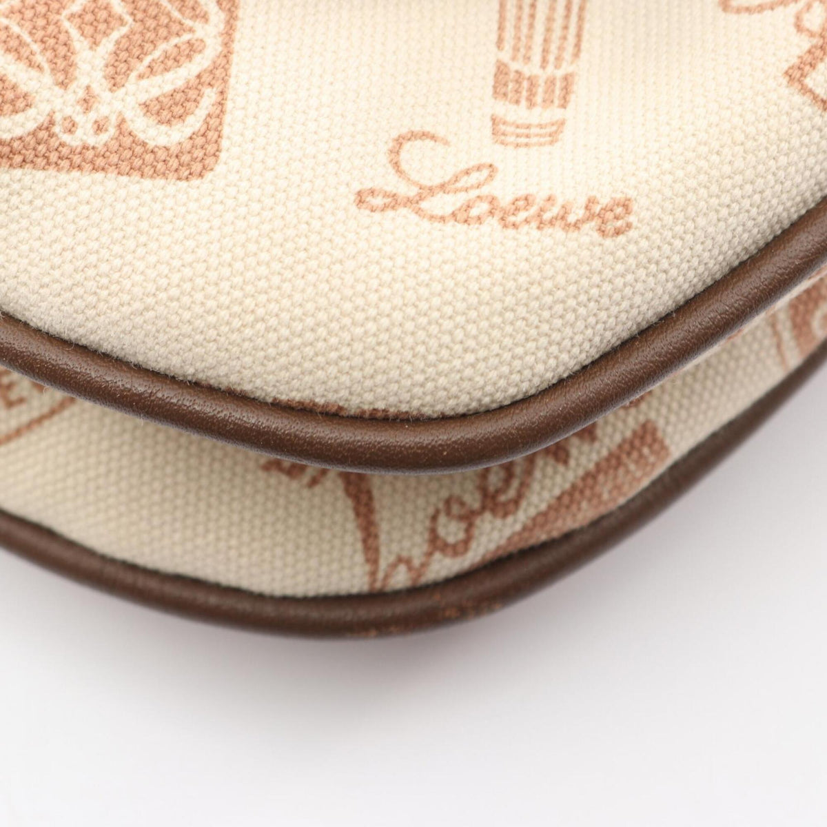 Loewe Brown Ivory Canvas Leather Handbag Shoulder Bag (Pre-Owned)