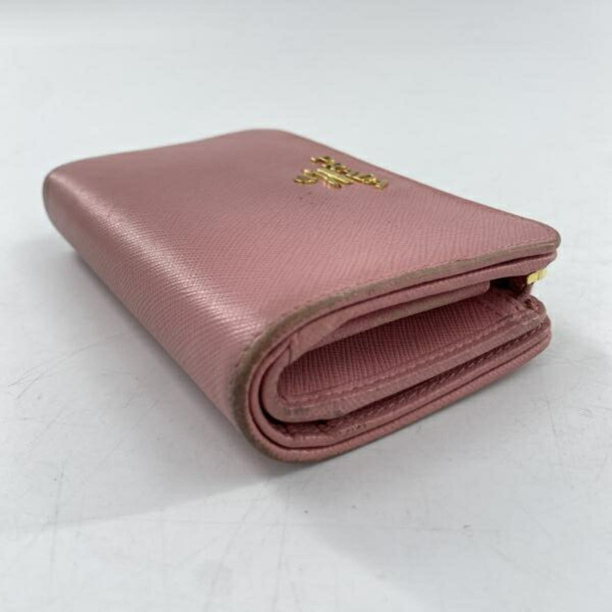 Prada Pink Saffiano Triangle Wallet (Bi-Fold) (Pre-Owned)