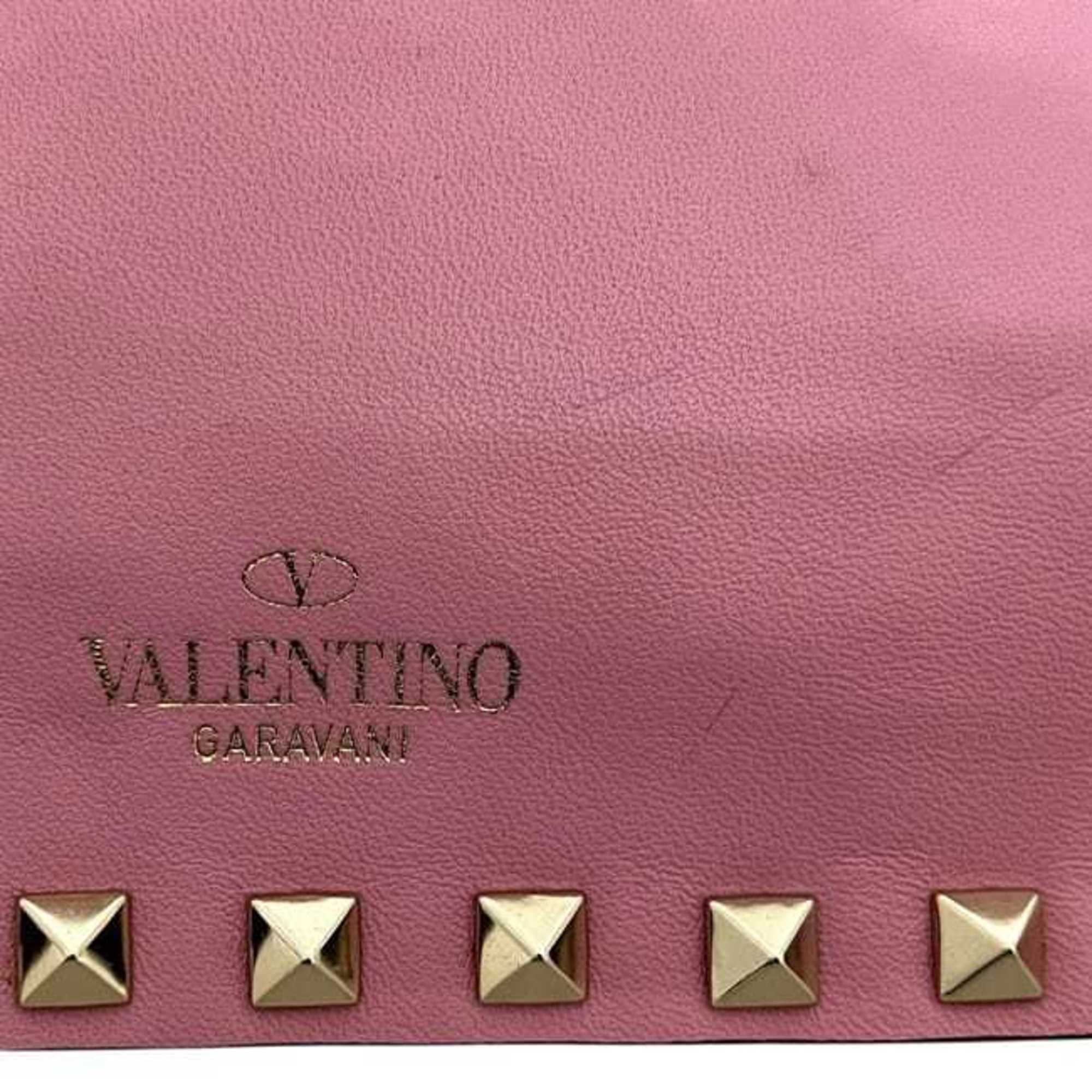 Valentino Garavani Pink Leather Clutch Bag Pouch (Pre-Owned)