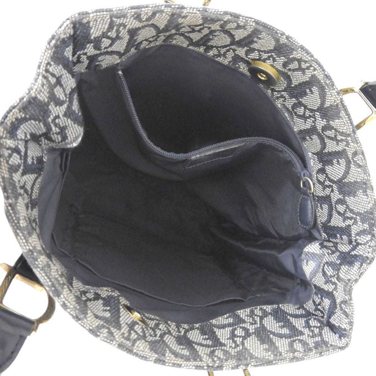 Christian Dior Trotter Navy Trotter Leather Canvas Handbag Tote Bag (Pre-Owned)