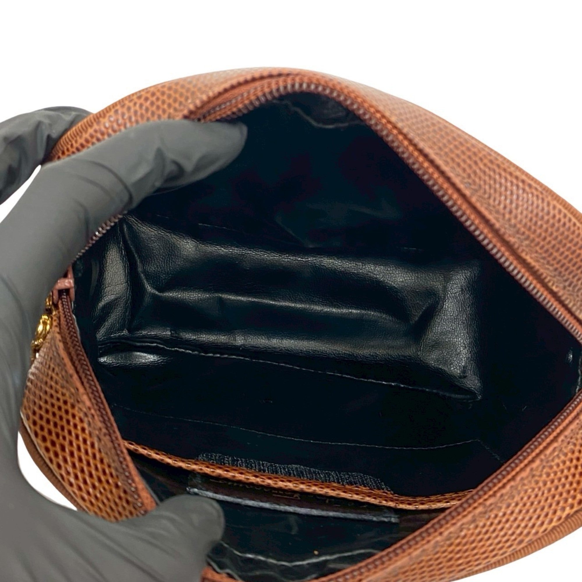 Salvatore Ferragamo Brown Leather Pochette Shoulder Bag (Pre-Owned)