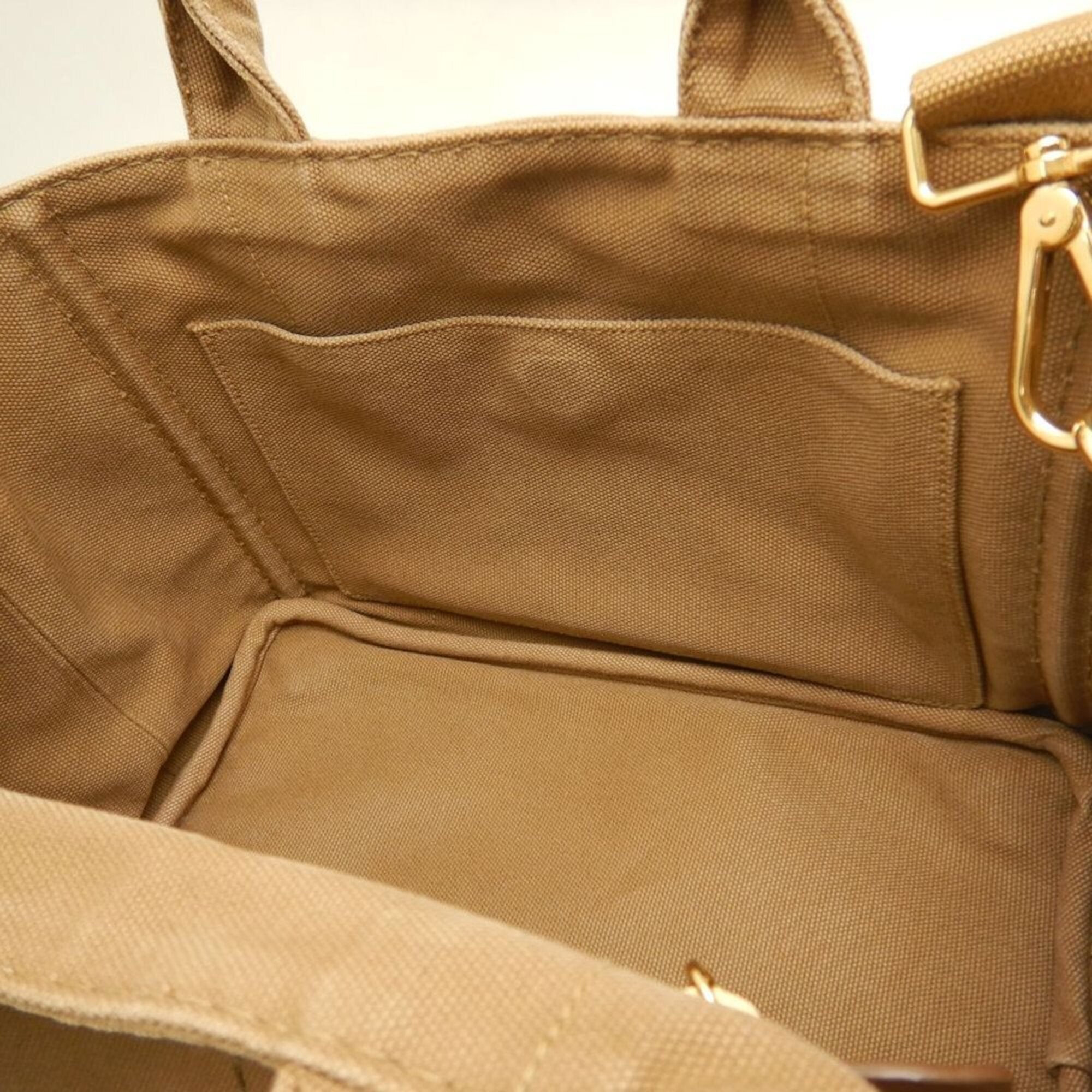 Prada Canapa Gold Canvas Tote Bag (Pre-Owned)