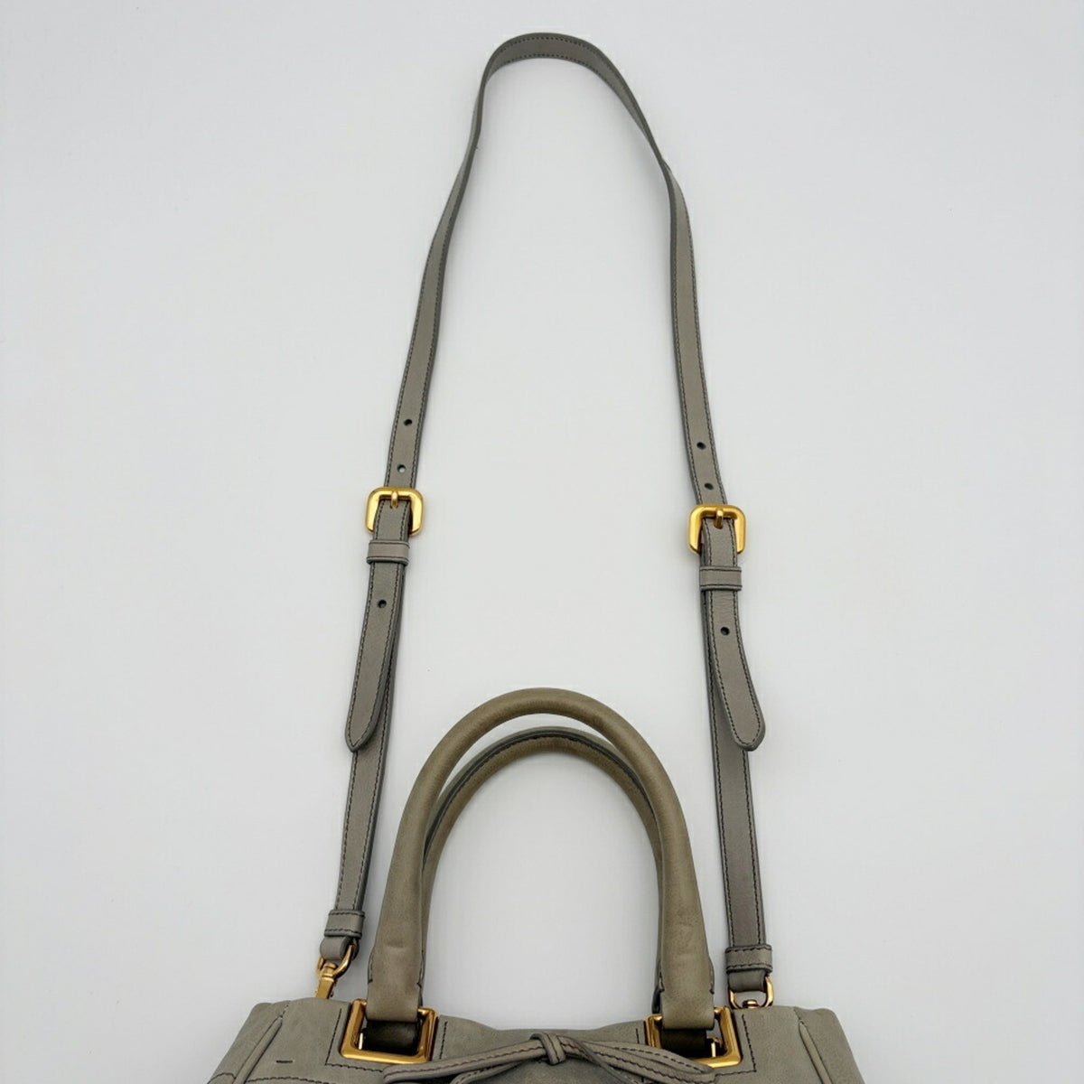 Prada Grayish Leather Handbag Shoulder Bag (Pre-Owned)