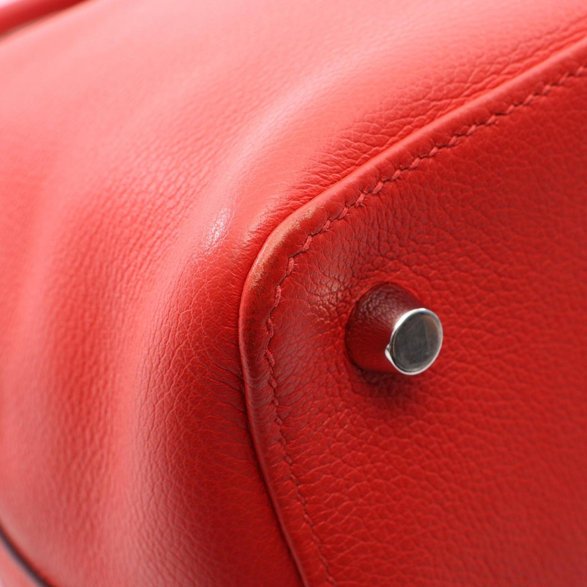 Hermes Red Color Evercalf Leather Handbag (Pre-Owned)