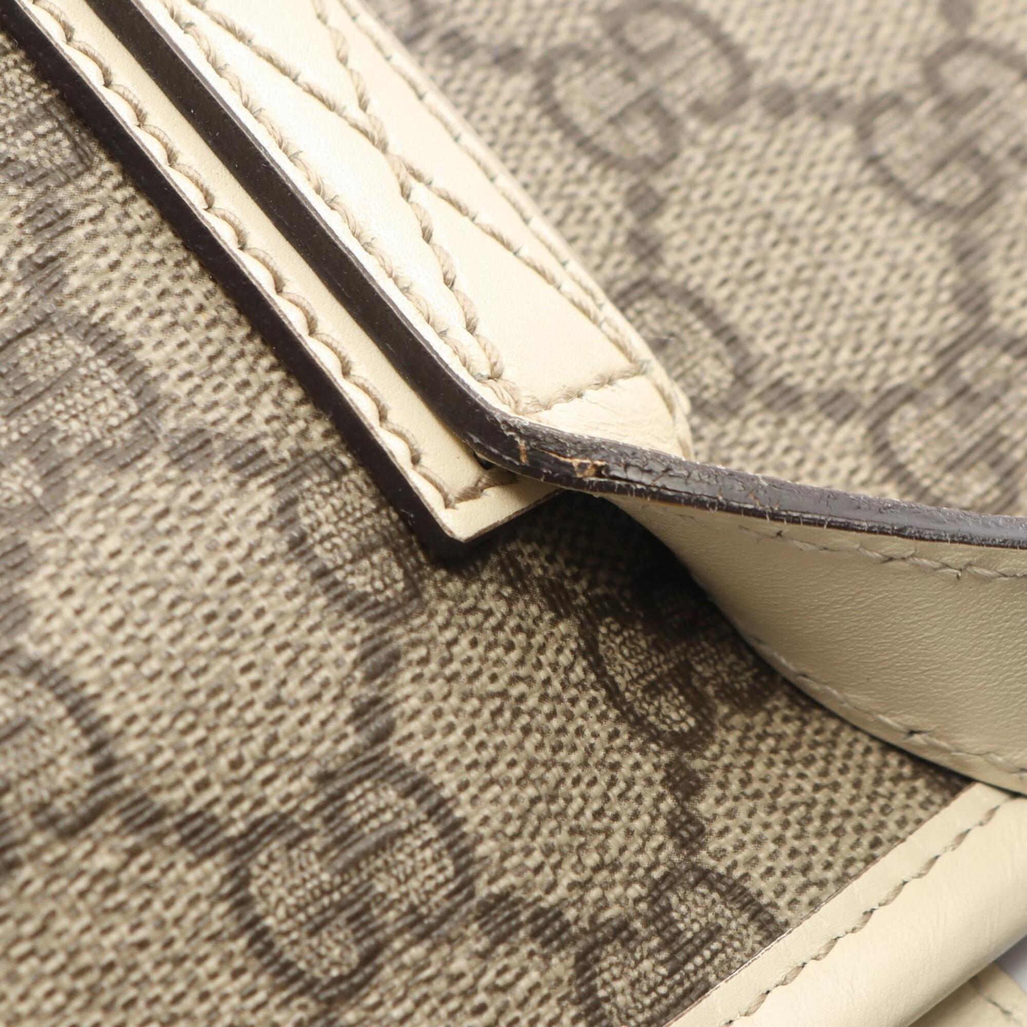 Gucci Beige White Gg Supreme Leather Handbag Tote Bag (Pre-Owned)