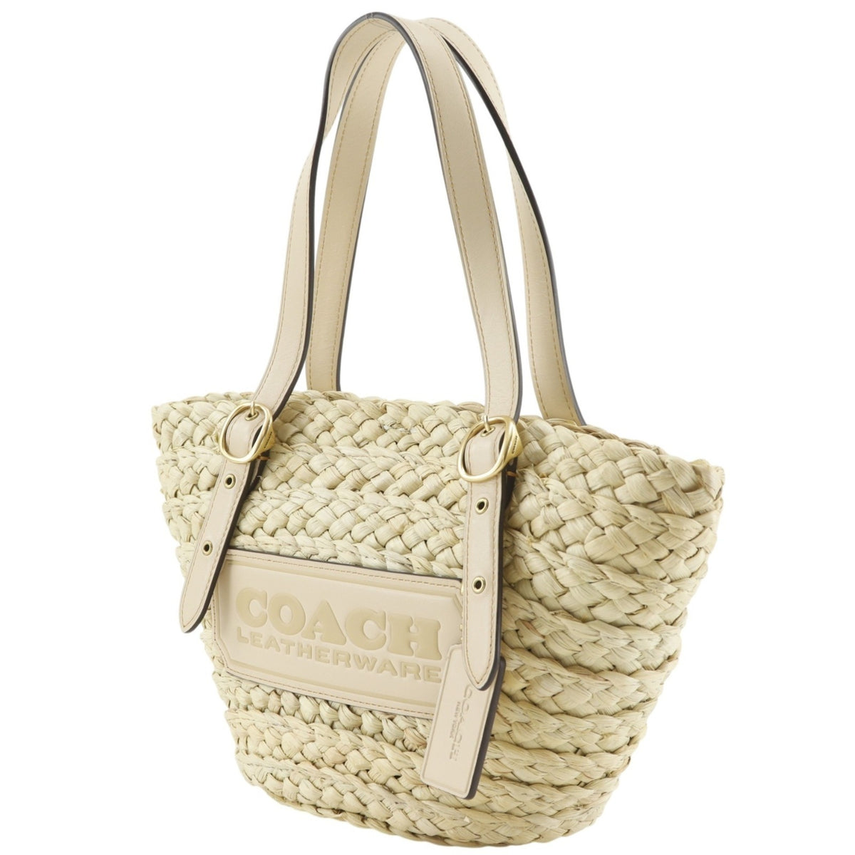 Coach Beige Straw Leather Tote Bag (Pre-Owned)