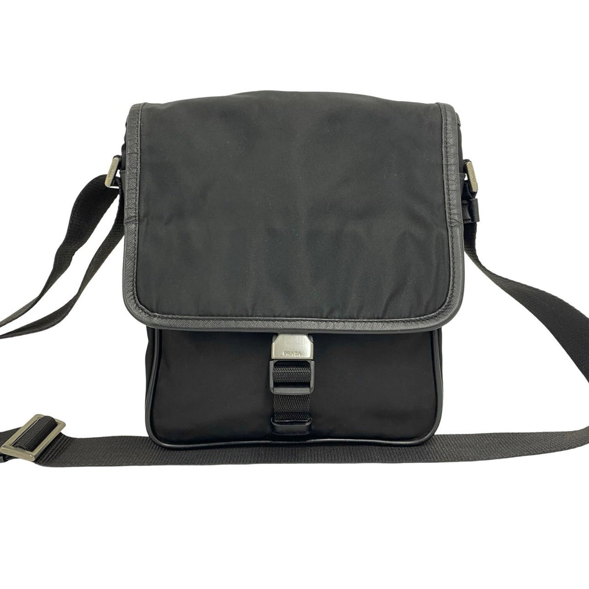 Prada Black Nylon Leather Crossbody Bag Shoulder Bag (Pre-Owned)