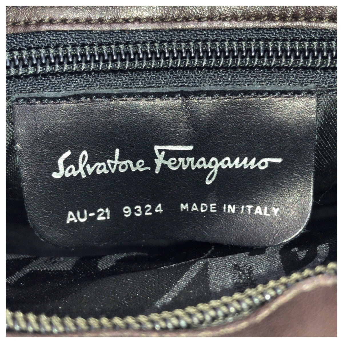 Salvatore Ferragamo Brown Leather Nylon Handbag Shoulder Bag (Pre-Owned)