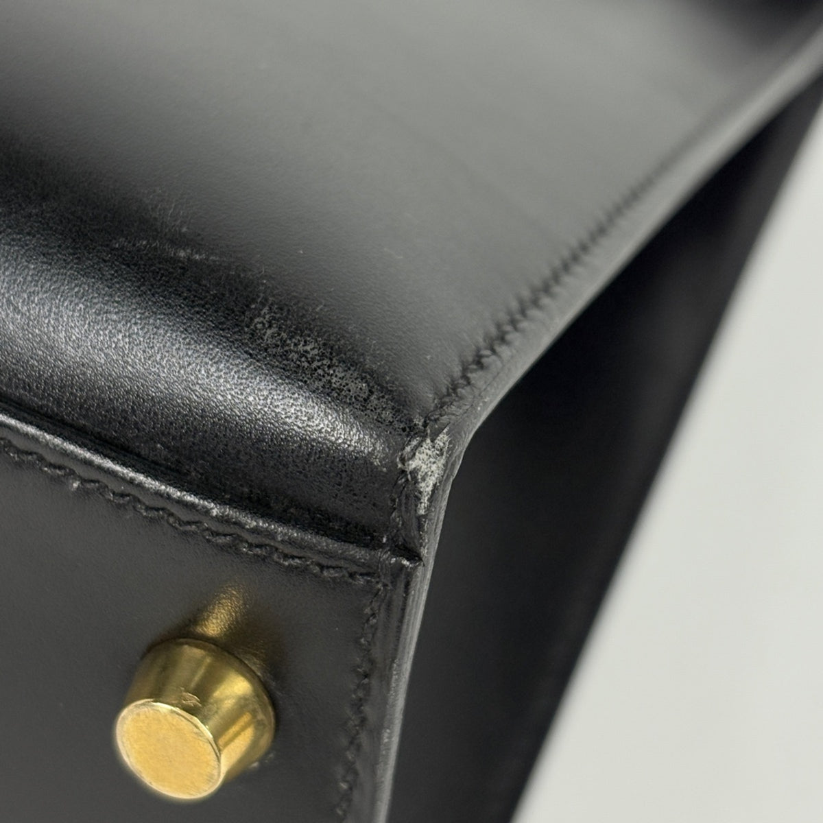 Hermes Black Box Calf Leather Handbag (Pre-Owned)