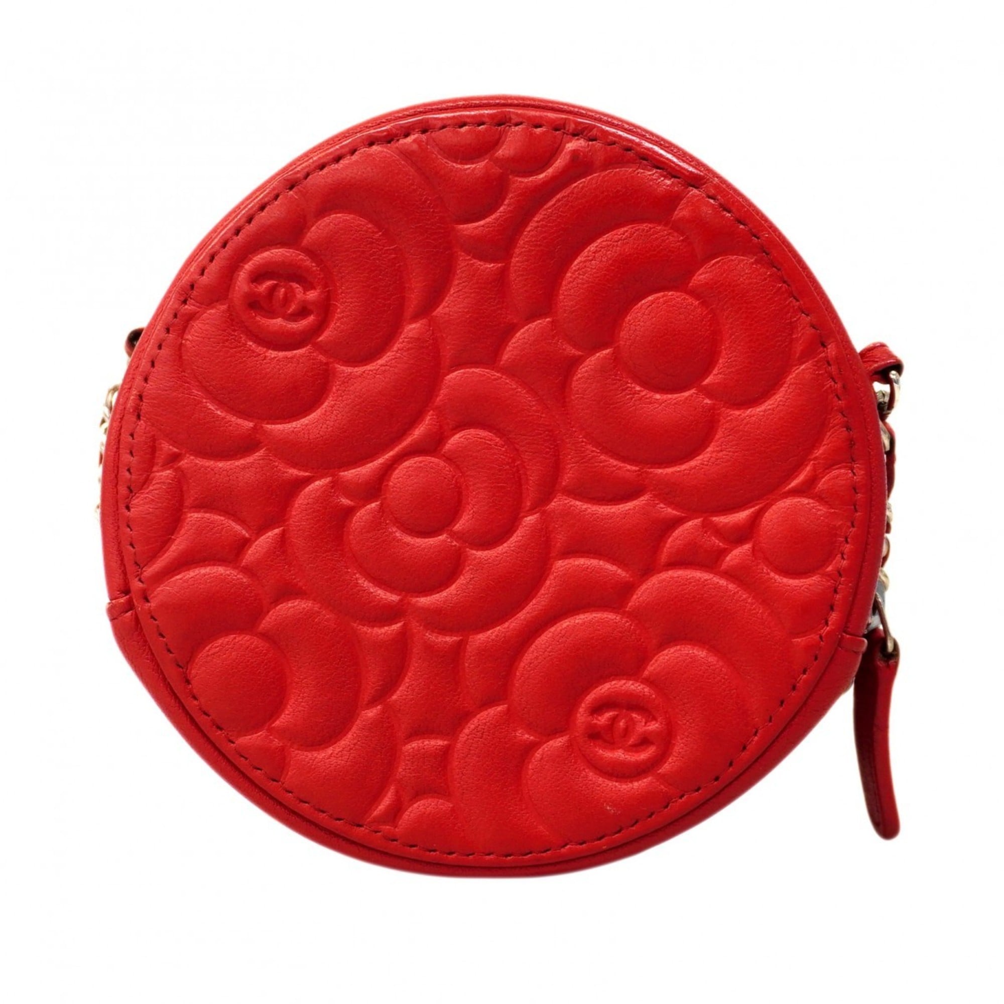 Chanel Red Color Leather Shoulder Bag (Pre-Owned)