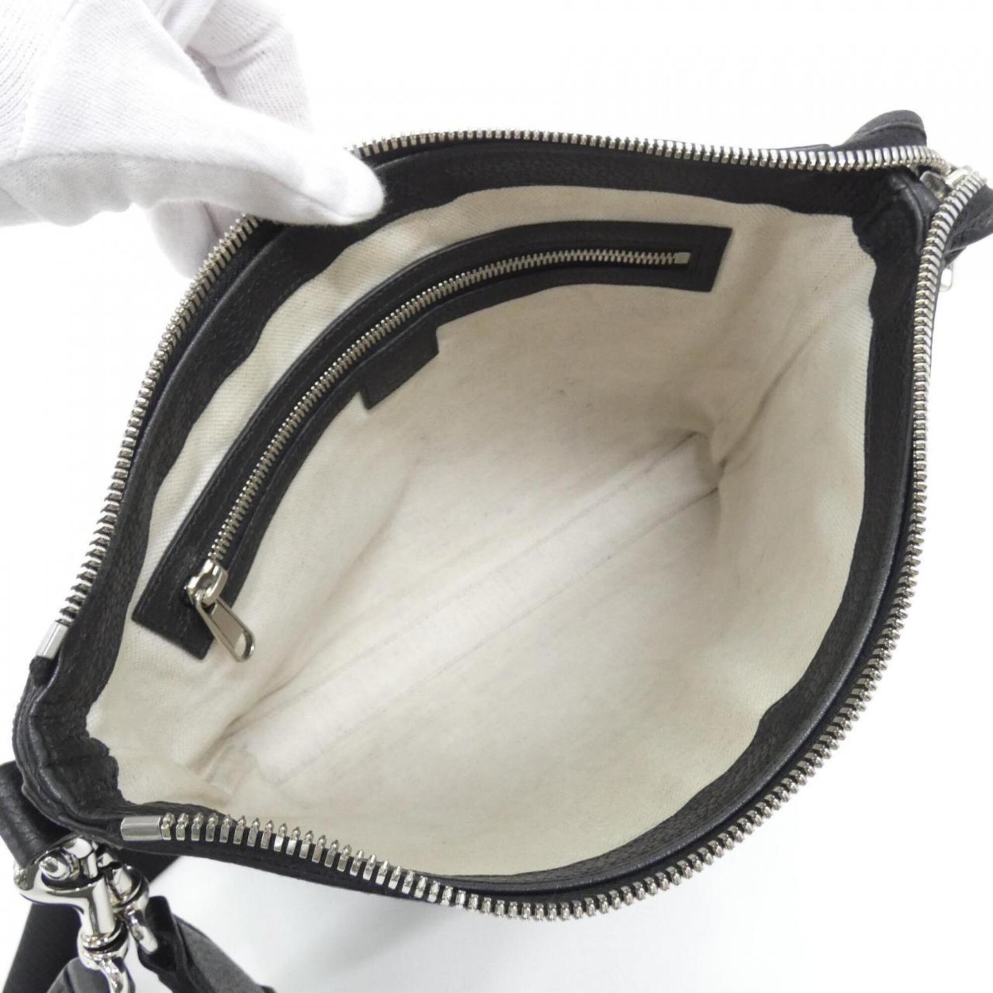 Gucci Black Gg Leather Shoulder Bag (Pre-Owned)