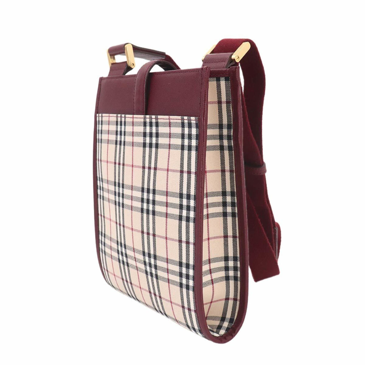 Burberry Beige Bordeaux Canvas Handbag Shoulder Bag (Pre-Owned)