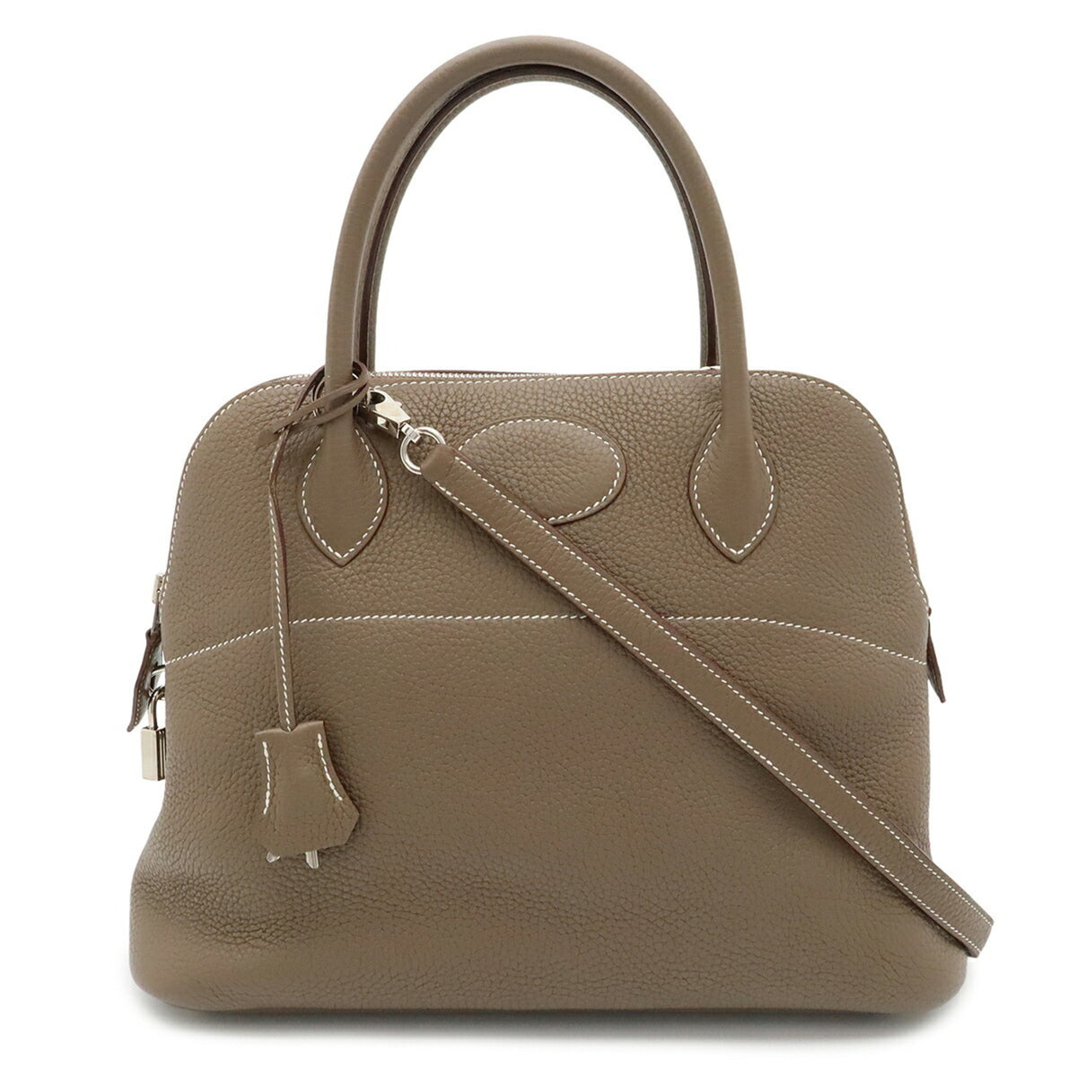 Hermes Etoupe Gray Taurillon Clemence Leather Handbag Shoulder Bag (Pre-Owned)