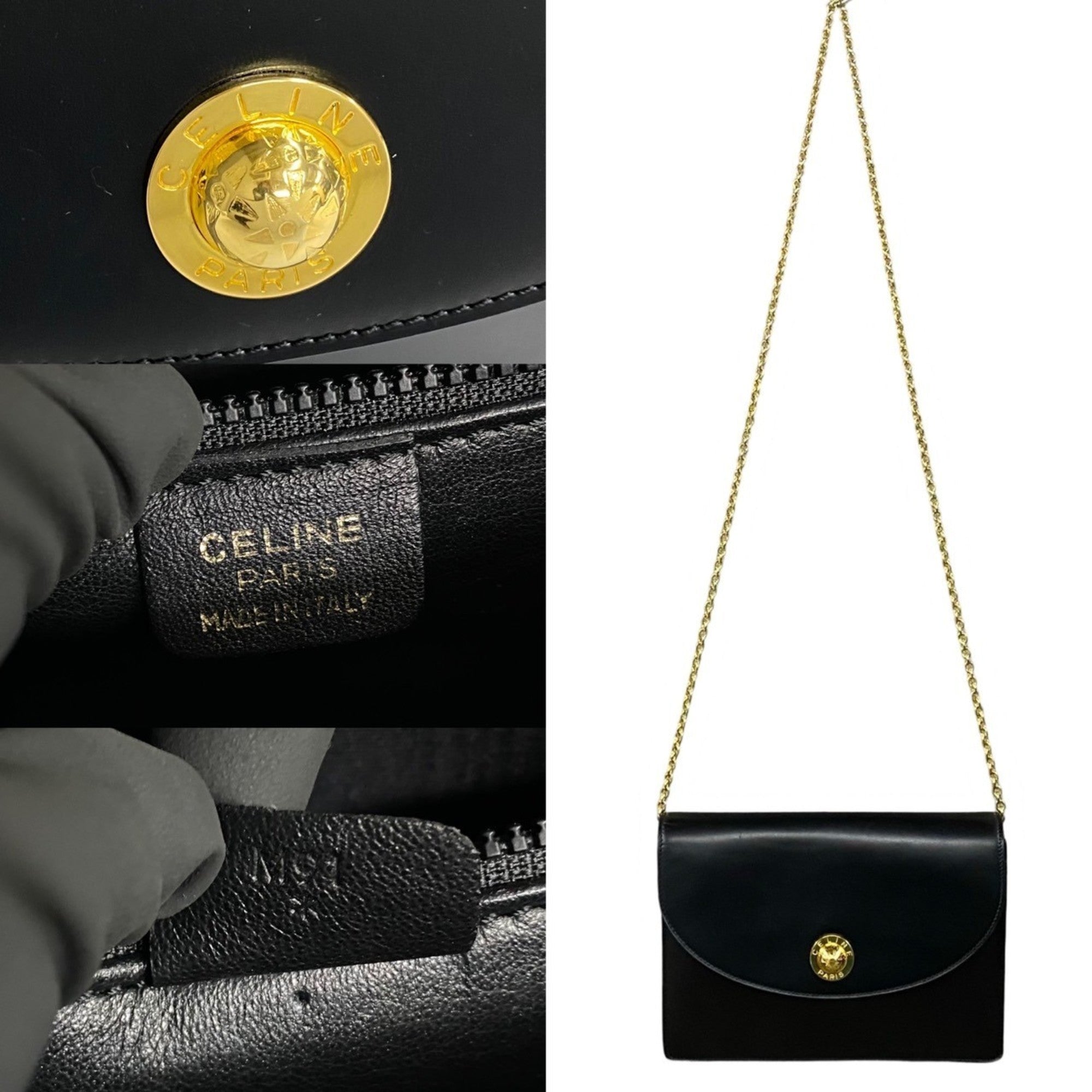 Celine Black Leather Pochette Shoulder Bag (Pre-Owned)