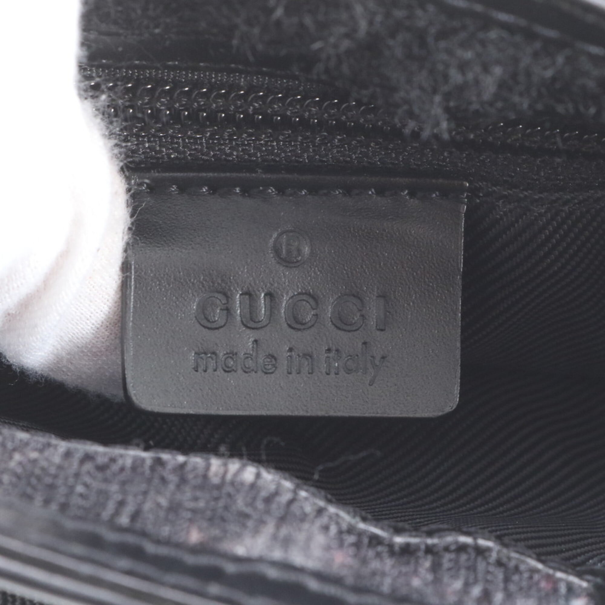 Gucci Black Leather Canvas Messenger Bag Shoulder Bag (Pre-Owned)