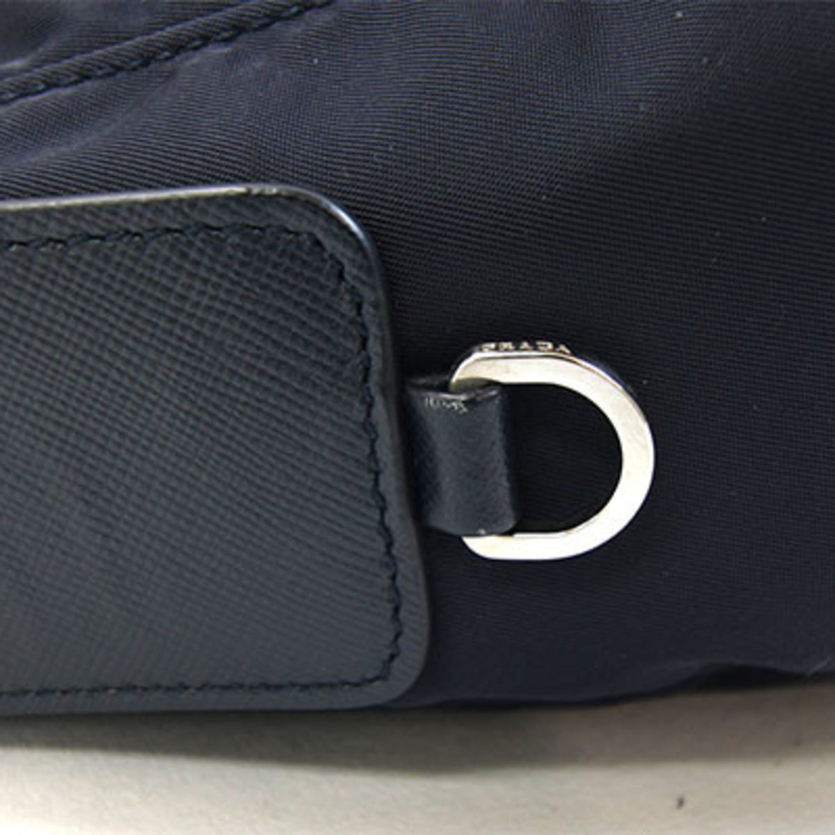Prada Bleu Navy Nylon Leather Shoulder Bag (Pre-Owned)