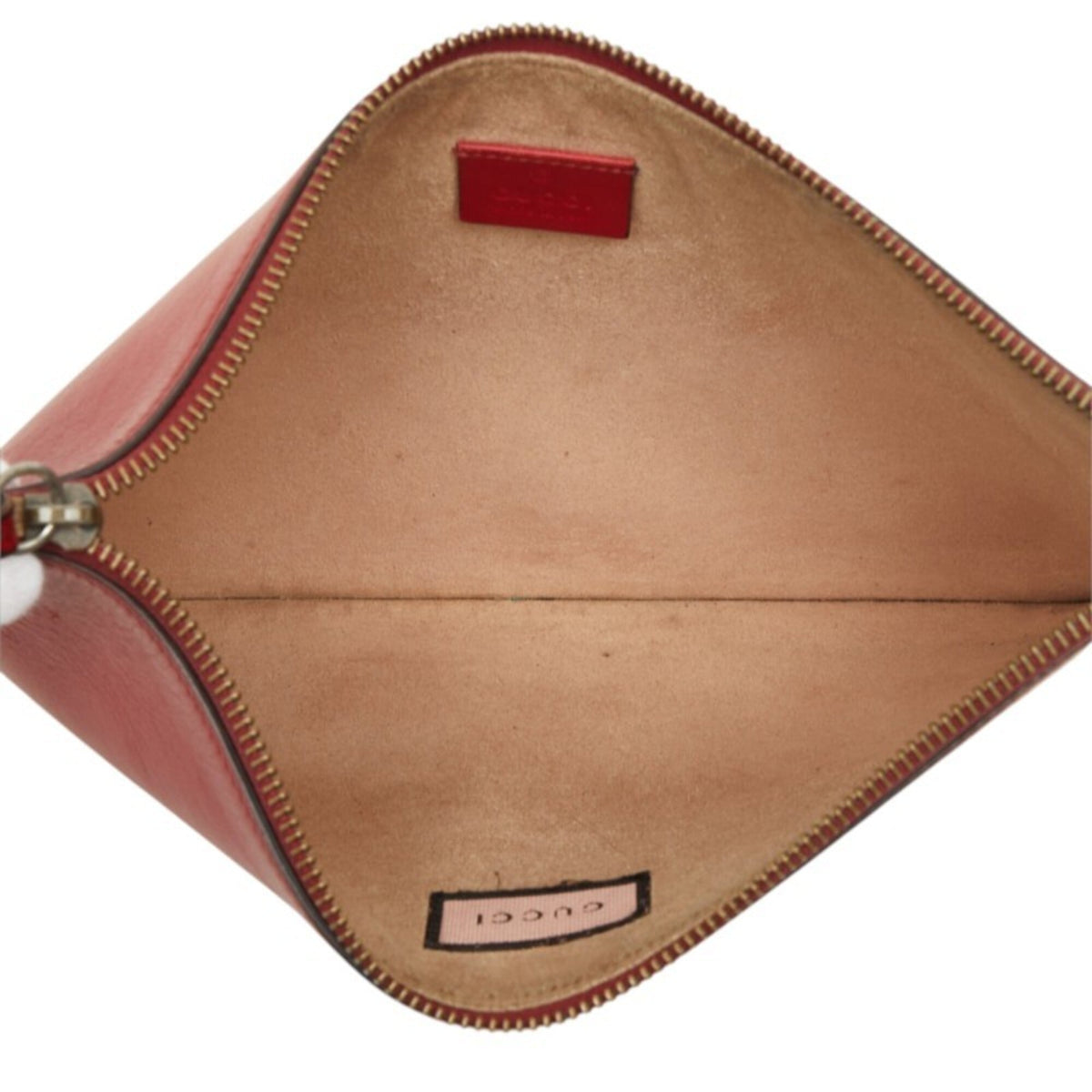 Gucci Black Red Color Leather Clutch Bag Pouch (Pre-Owned)