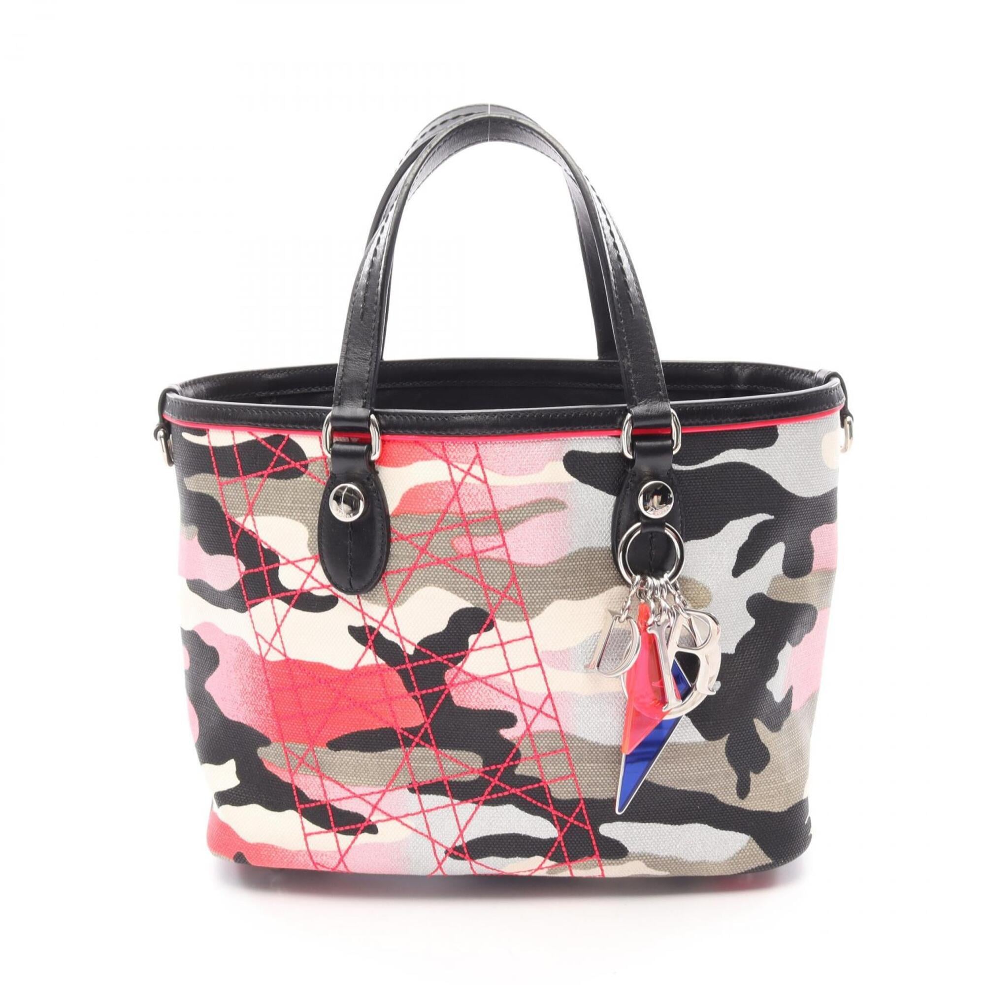 Christian Dior Black Multi-Color Canvas Leather Handbag (Pre-Owned)