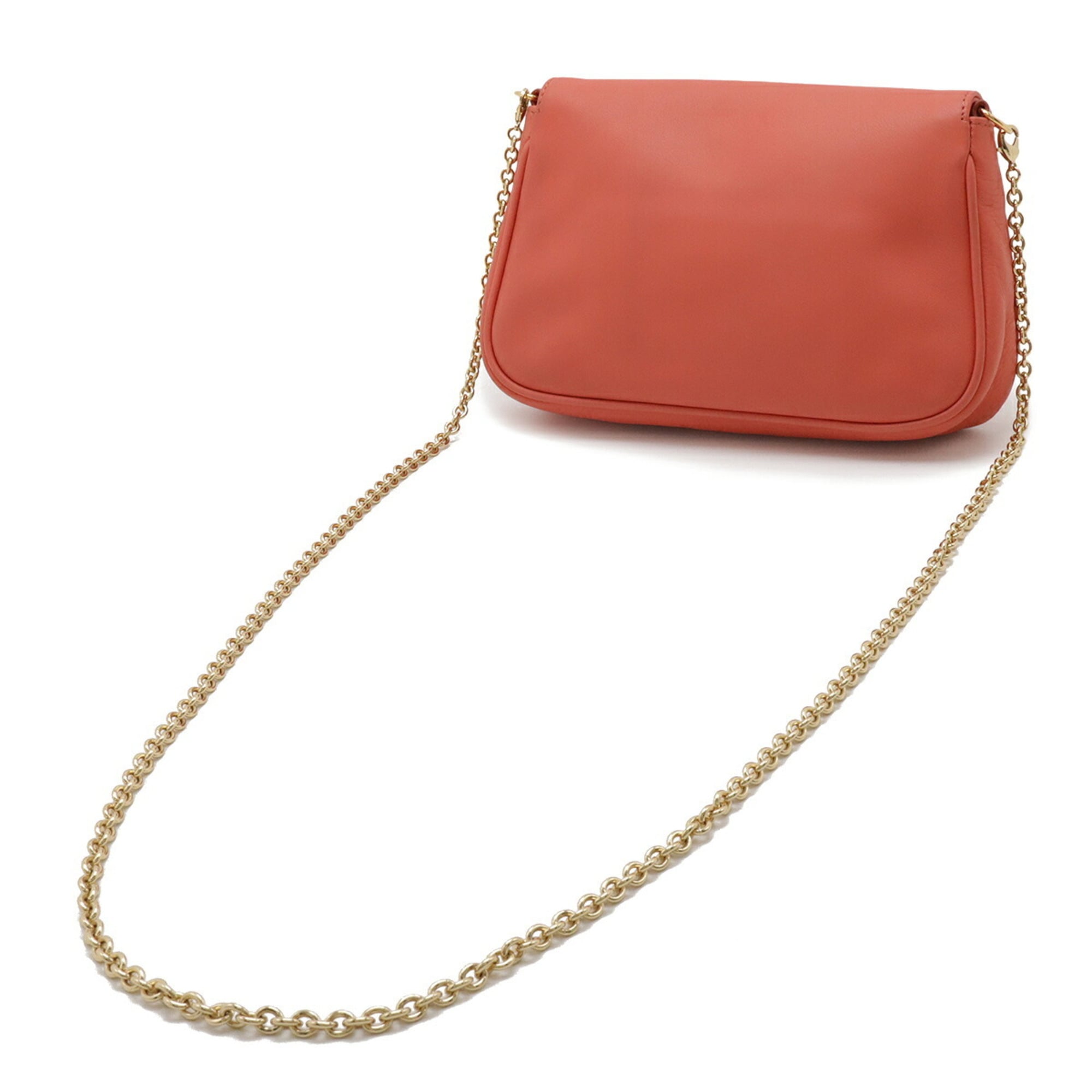 Fendi Coral Pink Leather Clutch Bag Pochette Shoulder Bag (Pre-Owned)