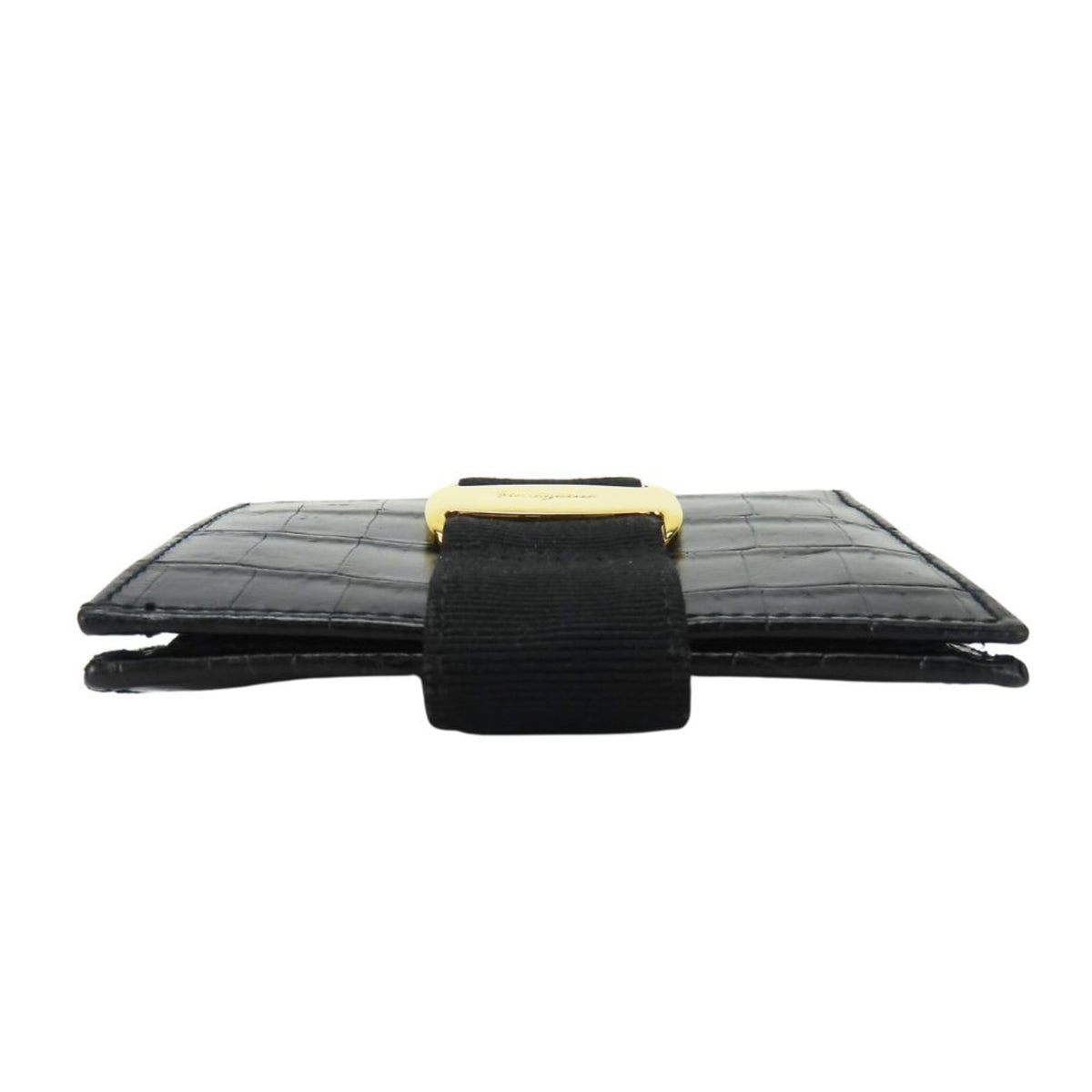 Salvatore Ferragamo Vara Black Leather Wallet (Bi-Fold) (Pre-Owned)