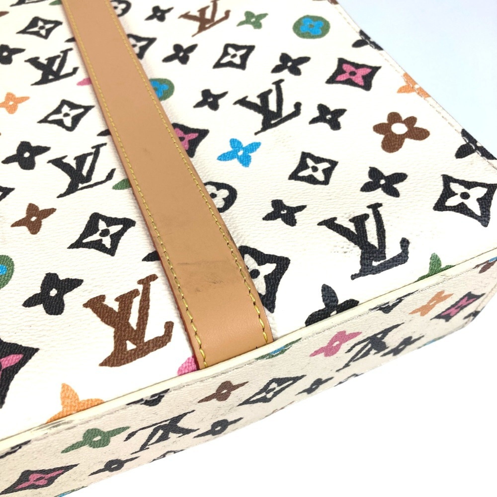 Louis Vuitton Beige Multi-Color Handbag Tote Bag (Pre-Owned)