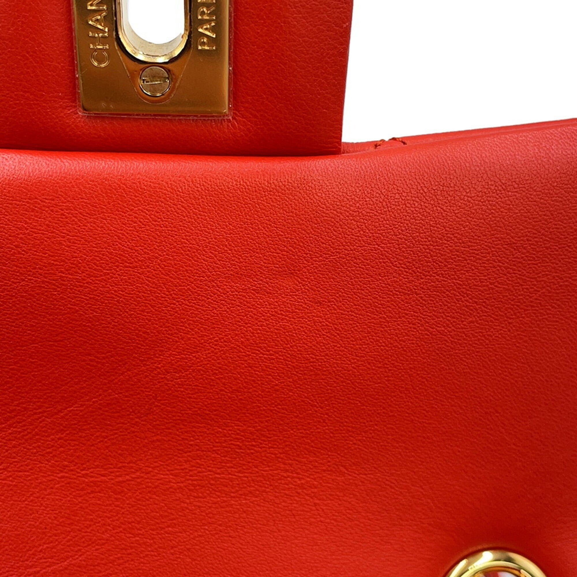 Chanel Dark Orange Leather Backpack Handbag (Pre-Owned)