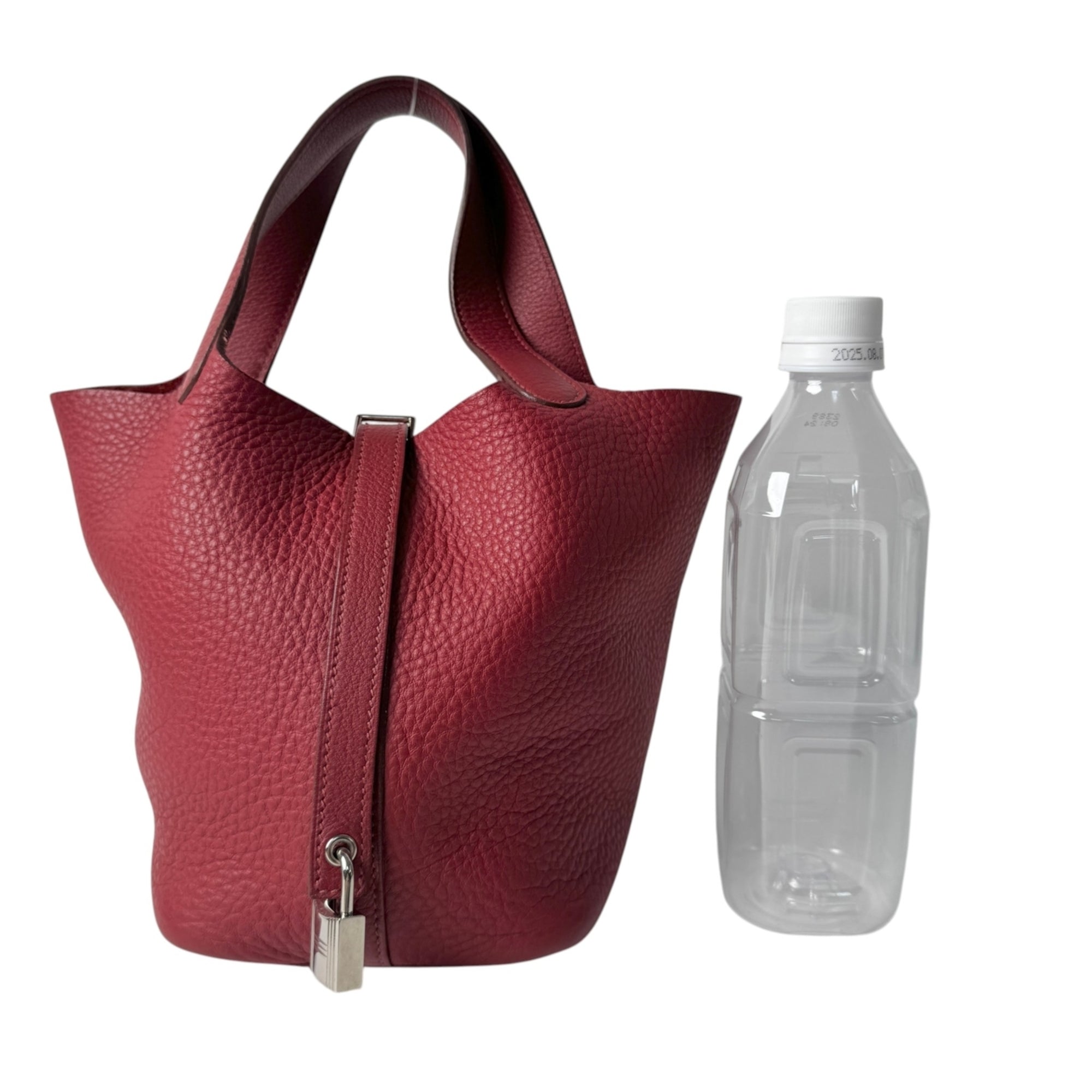 Hermes Rouge H Taurillon Clemence Leather Handbag (Pre-Owned)