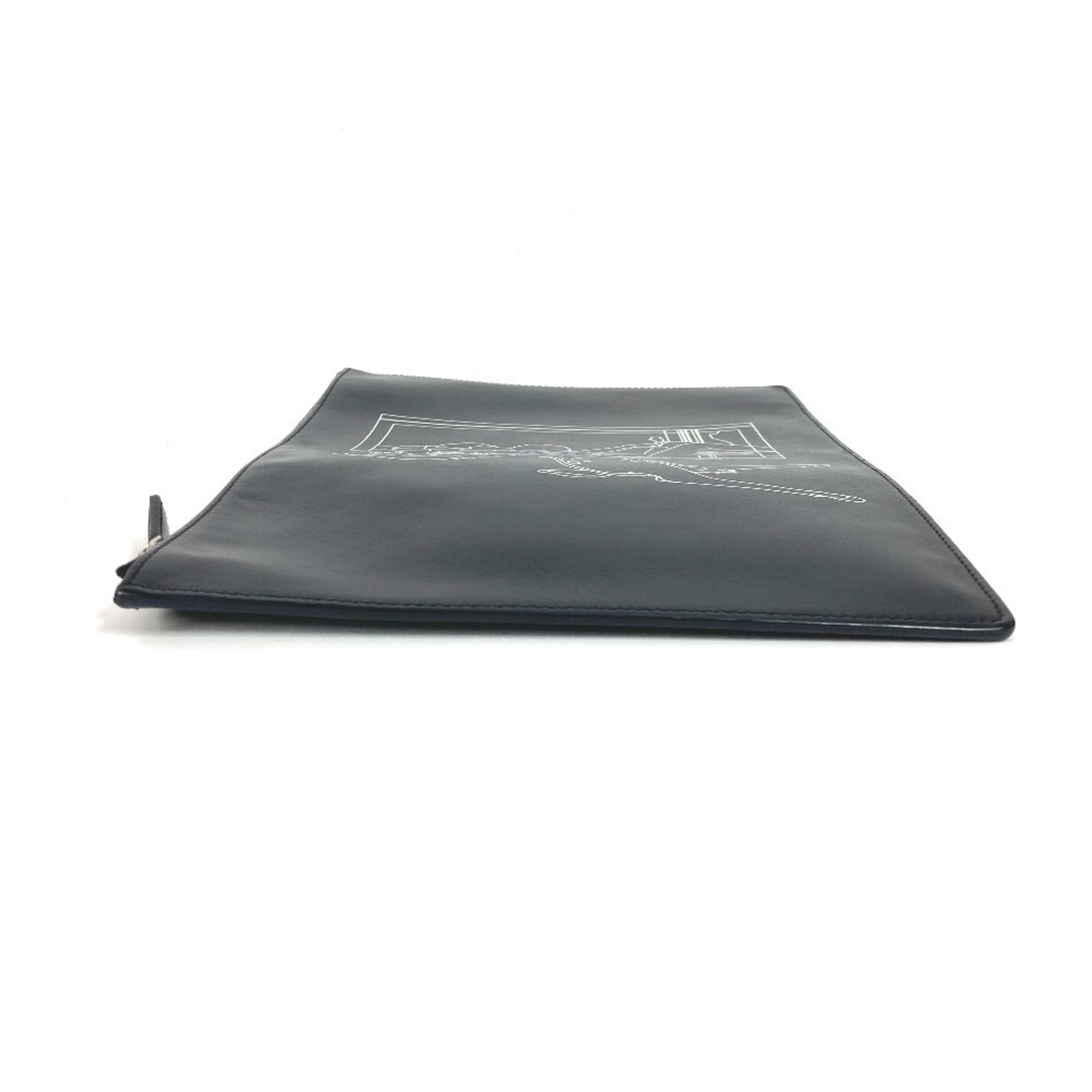 Givenchy Black White Leather Clutch Bag (Pre-Owned)
