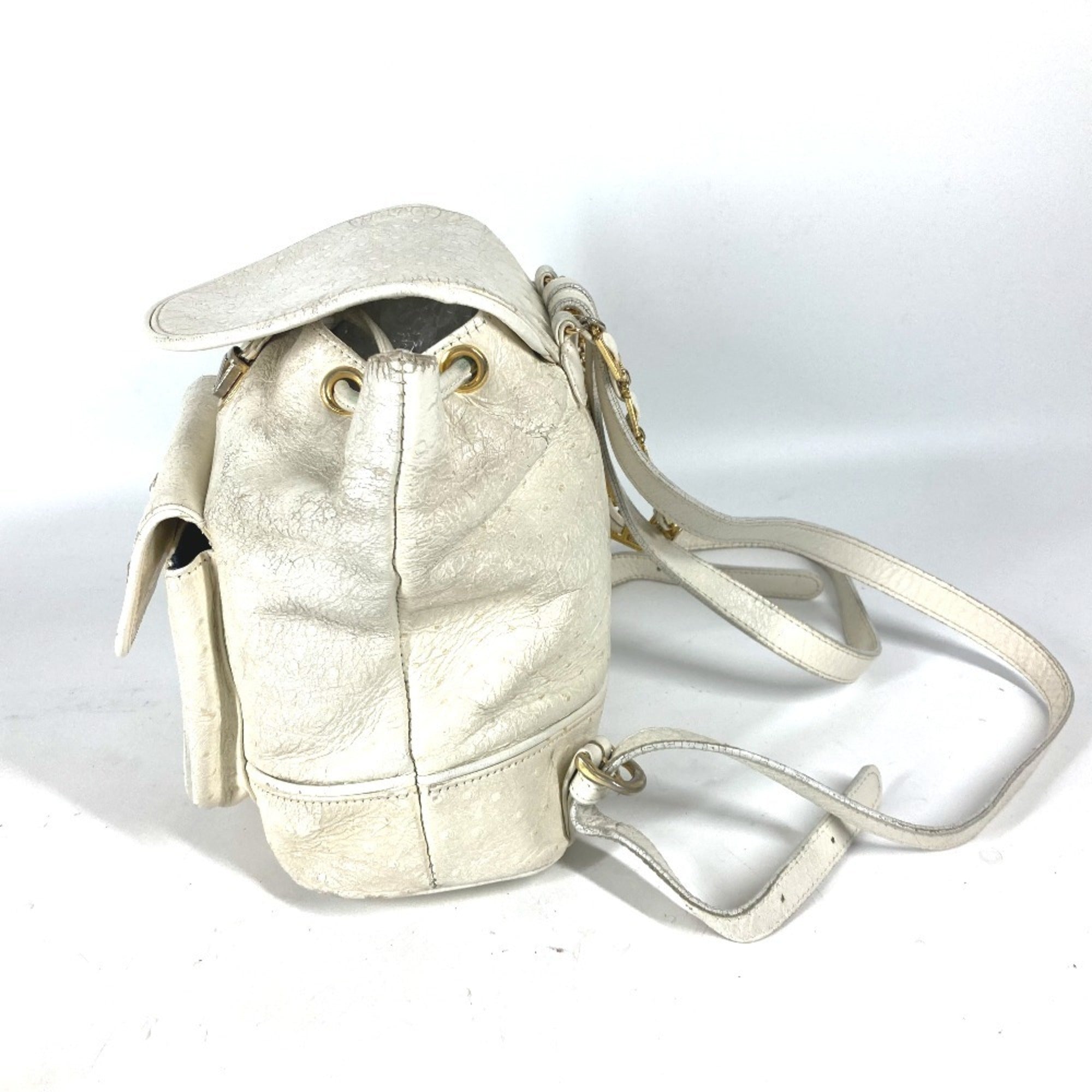 Versace Gold Ivory Leather Backpack (Pre-Owned)