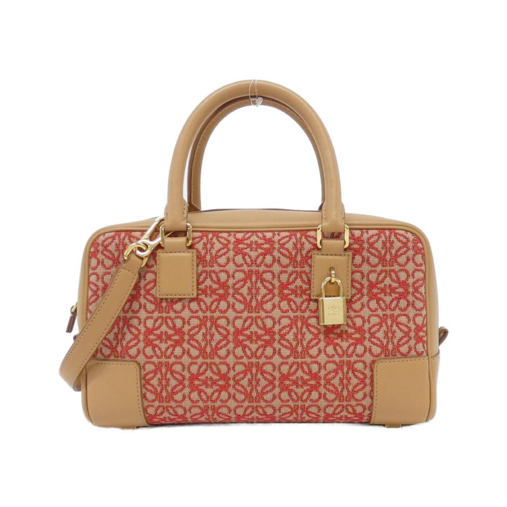 Loewe Red Color Canvas Leather Handbag (Pre-Owned)