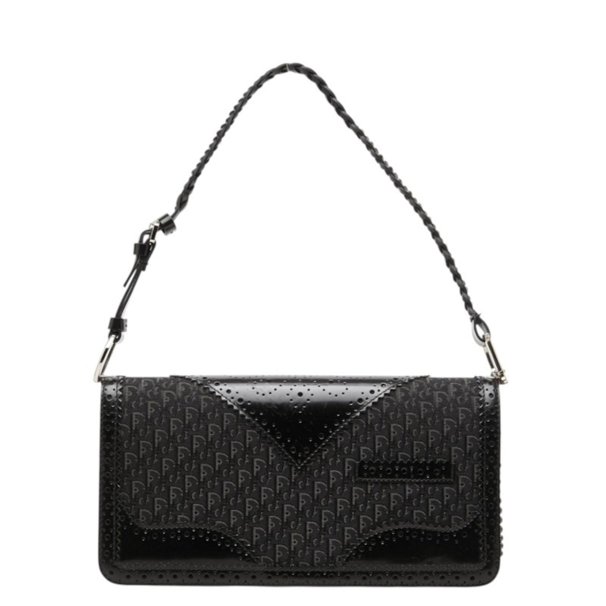 Christian Dior Trotter Black Canvas Leather Shoulder Bag (Pre-Owned)