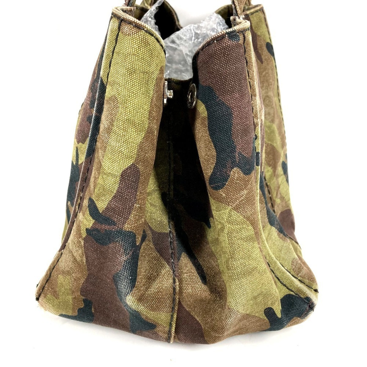 Prada Green Canvas Handbag Tote Bag (Pre-Owned)