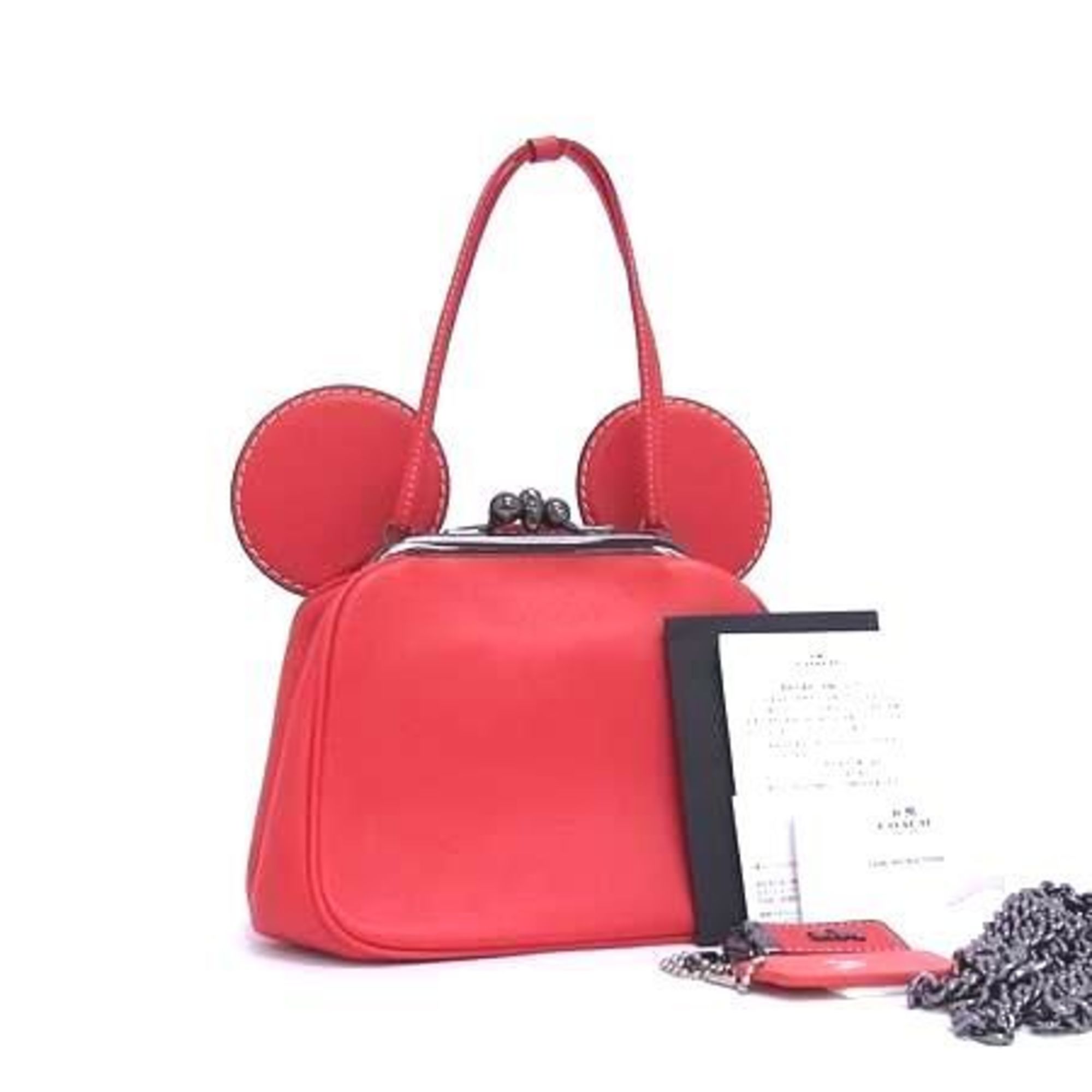 Coach Red Color Leather Handbag Shoulder Bag Tote Bag (Pre-Owned)