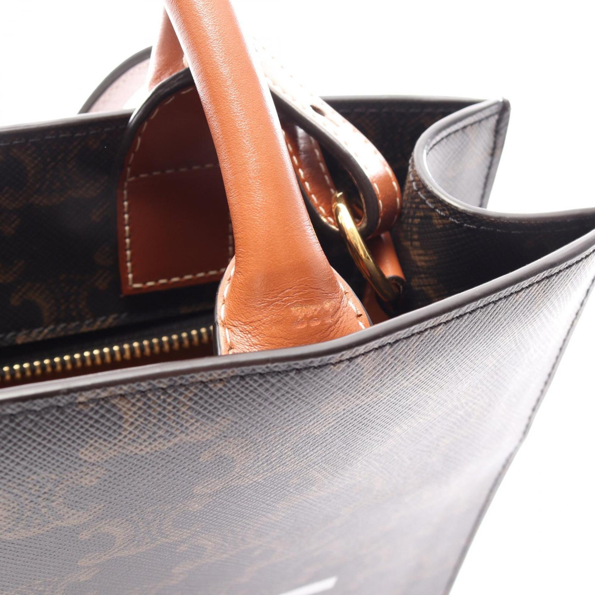 Celine Cabas Black Brown Coated Canvas Handbag Tote Bag (Pre-Owned)