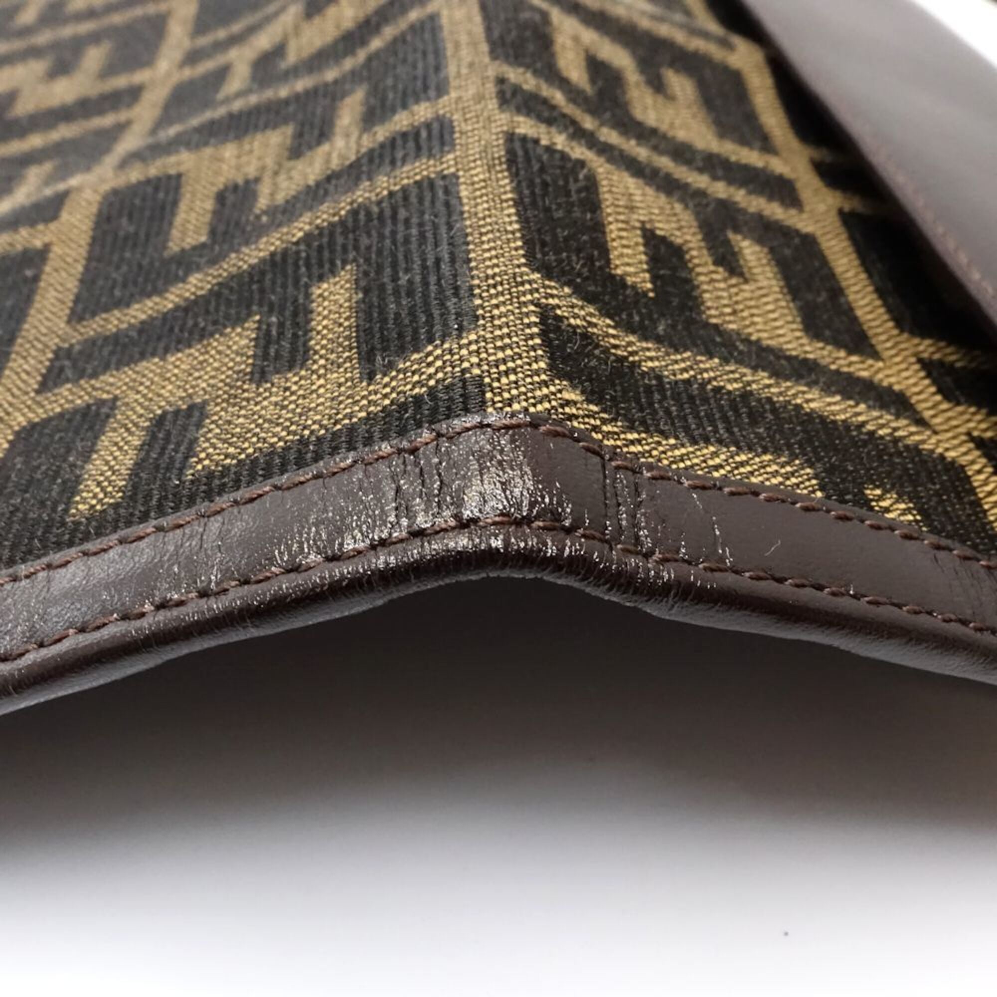 Fendi Zucca Dark Brown Canvas Leather Long Wallet (Bi-Fold) (Pre-Owned)