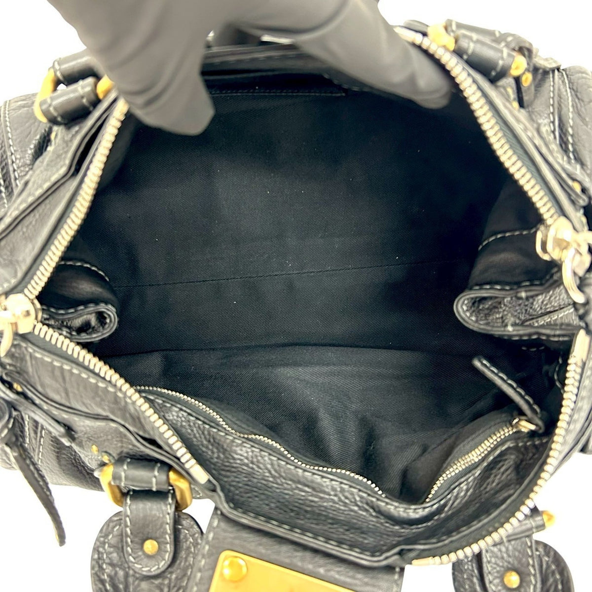 Chloé Black Leather Boston Bag Handbag Shoulder Bag (Pre-Owned)