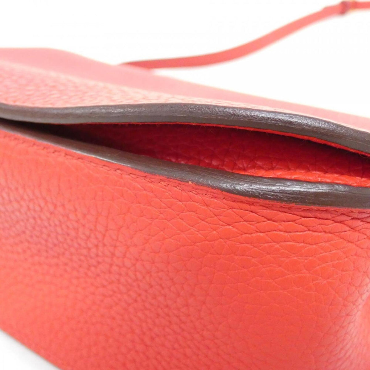 Hermes Red Color Taurillon Clemence Leather Chevre Leather Shoulder Bag (Pre-Owned)