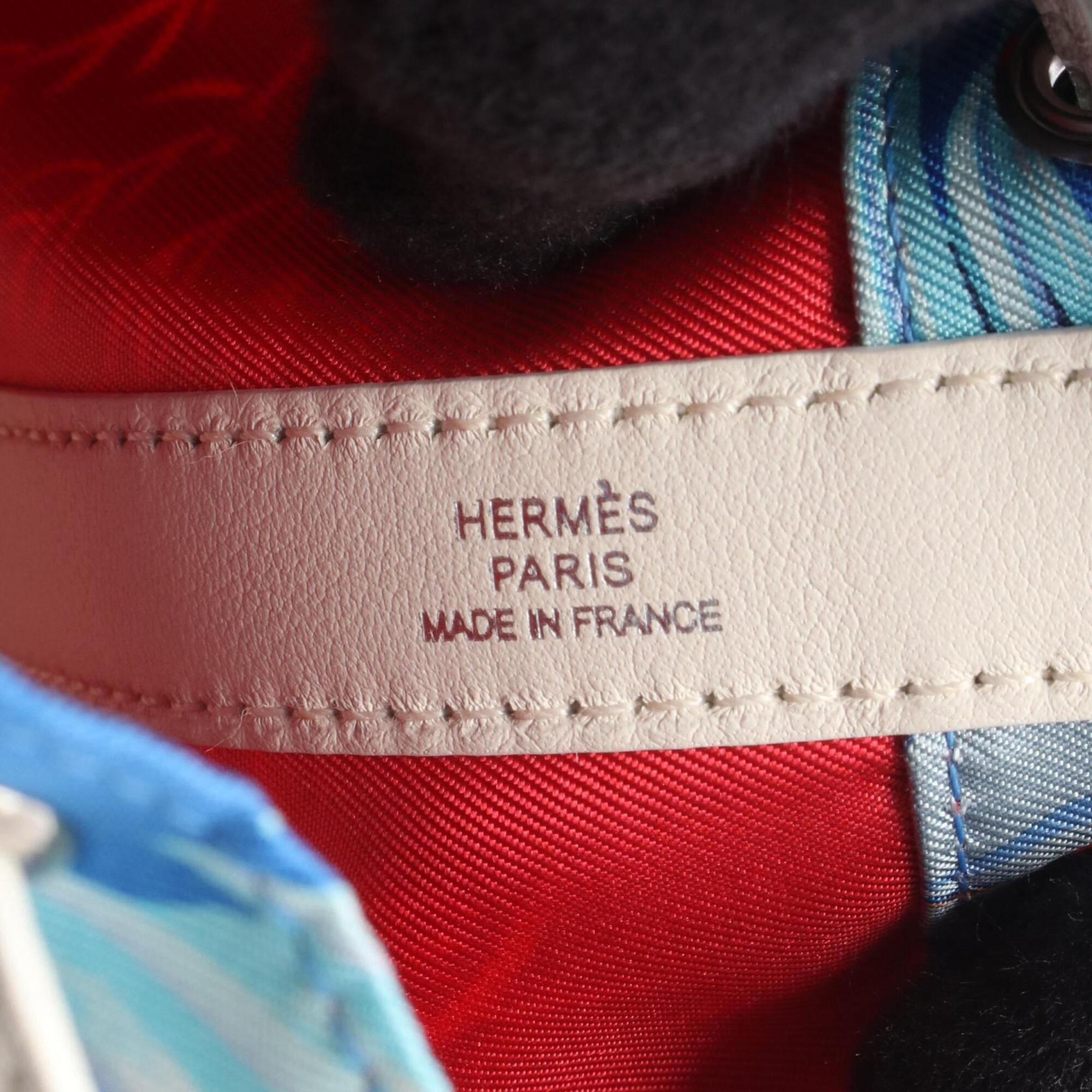 Hermes Blue Multi-Color White Silk Swift Leather Shoulder Bag (Pre-Owned)